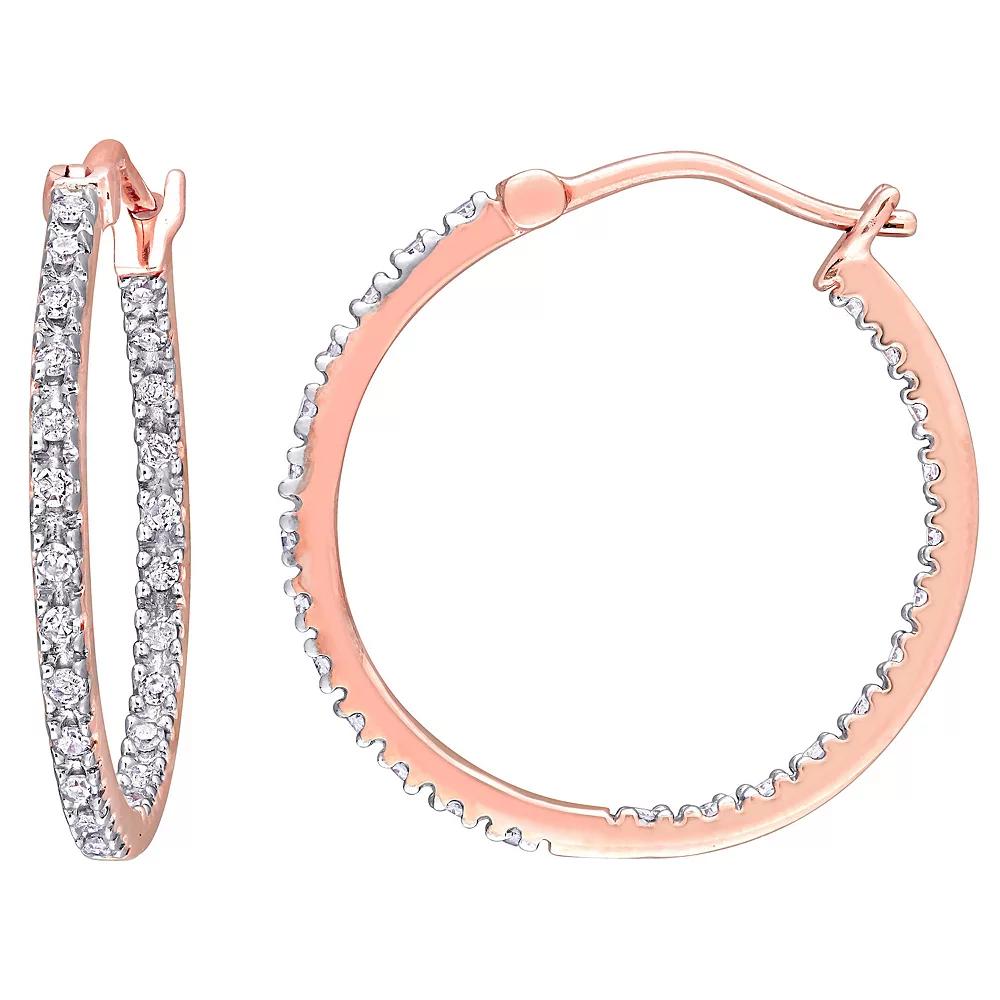 Stella Grace 10k Rose Gold 1/4 Carat T.W. Diamond Inside-Out Hoop Earrings, Women's, 10k Pink Product Image