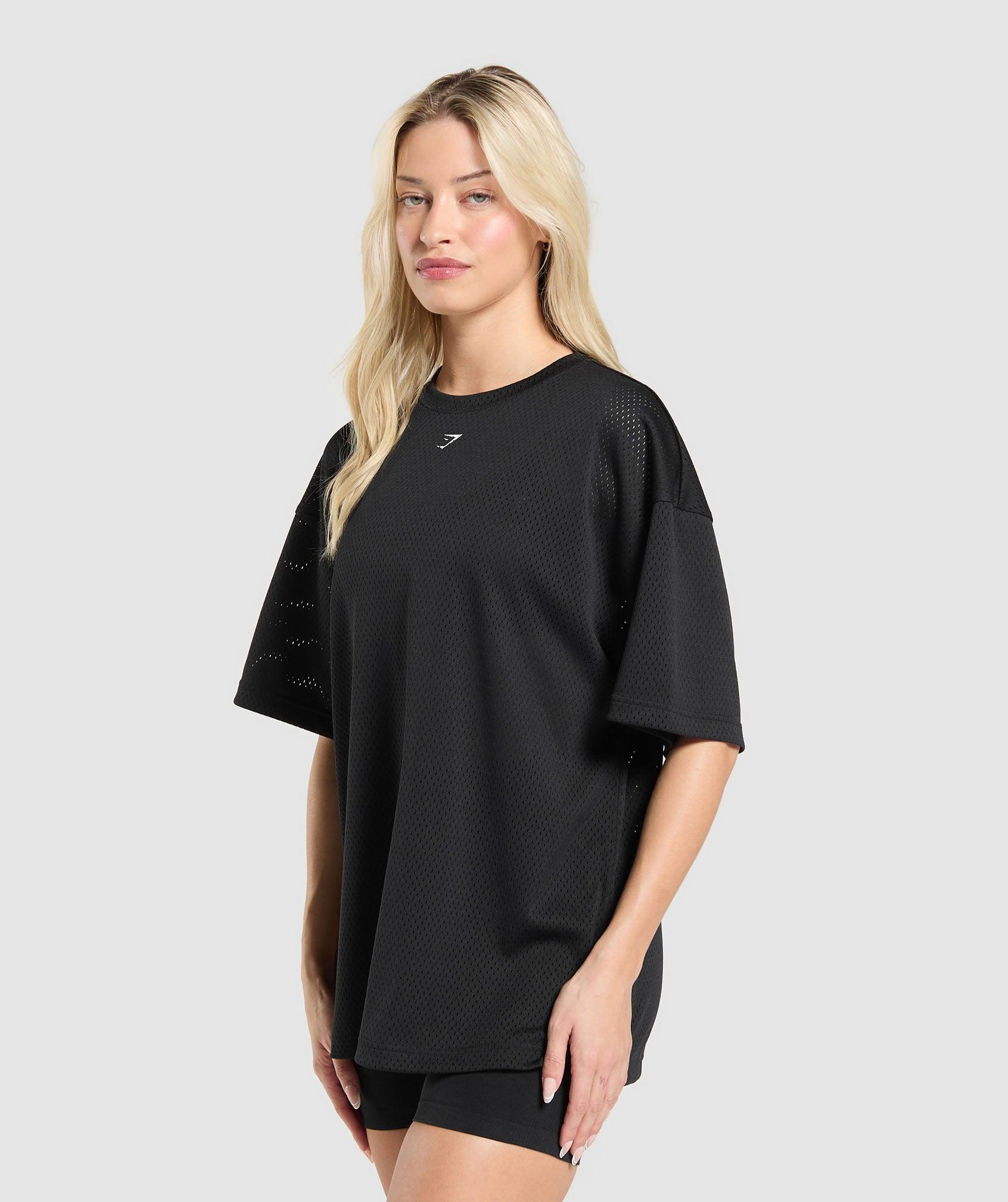 Gymshark Mesh Graphic Oversized T-Shirt - Black Female Product Image