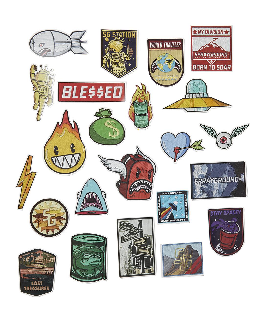 THE JOURNEY BEGINS SHARKITECTURE CARRY-ON LUGGAGE BLACK WITH EXTRA STICKERS Product Image