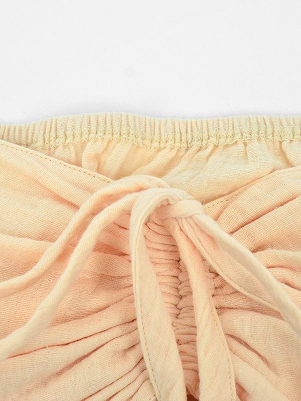 Retro Bandage Navel-Baring Short Sleeves Shirts Product Image