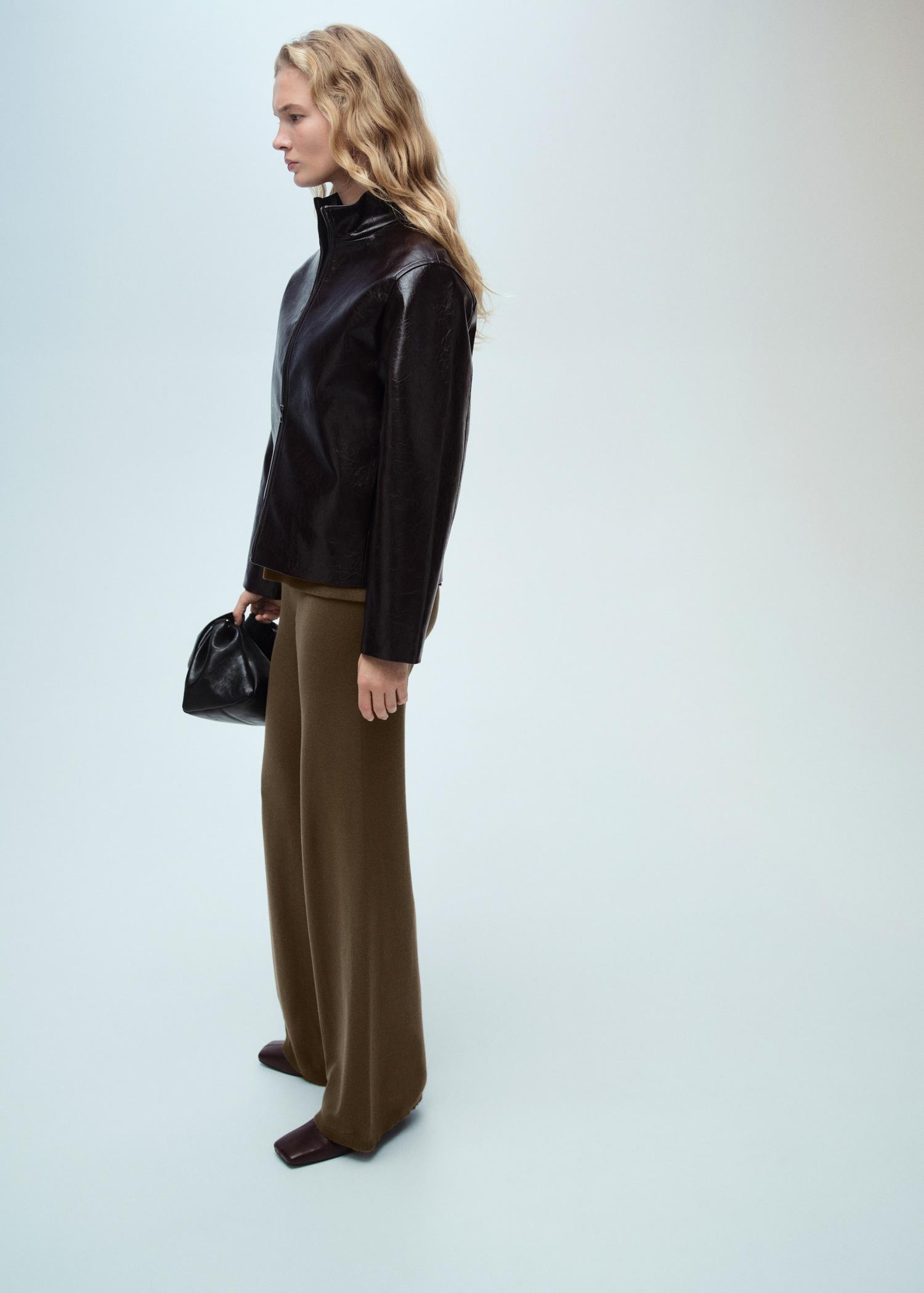Fine-knit wideleg trousers - Women | MANGO USA Product Image