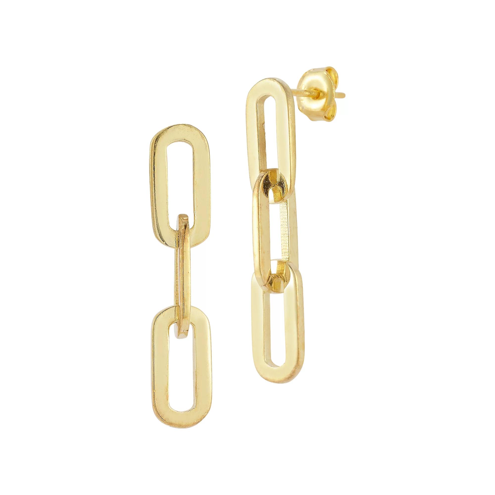 Sunkissed Sterling Sterling Silver Small Link Chain Drop Earrings, Womens, Gold Tone Product Image