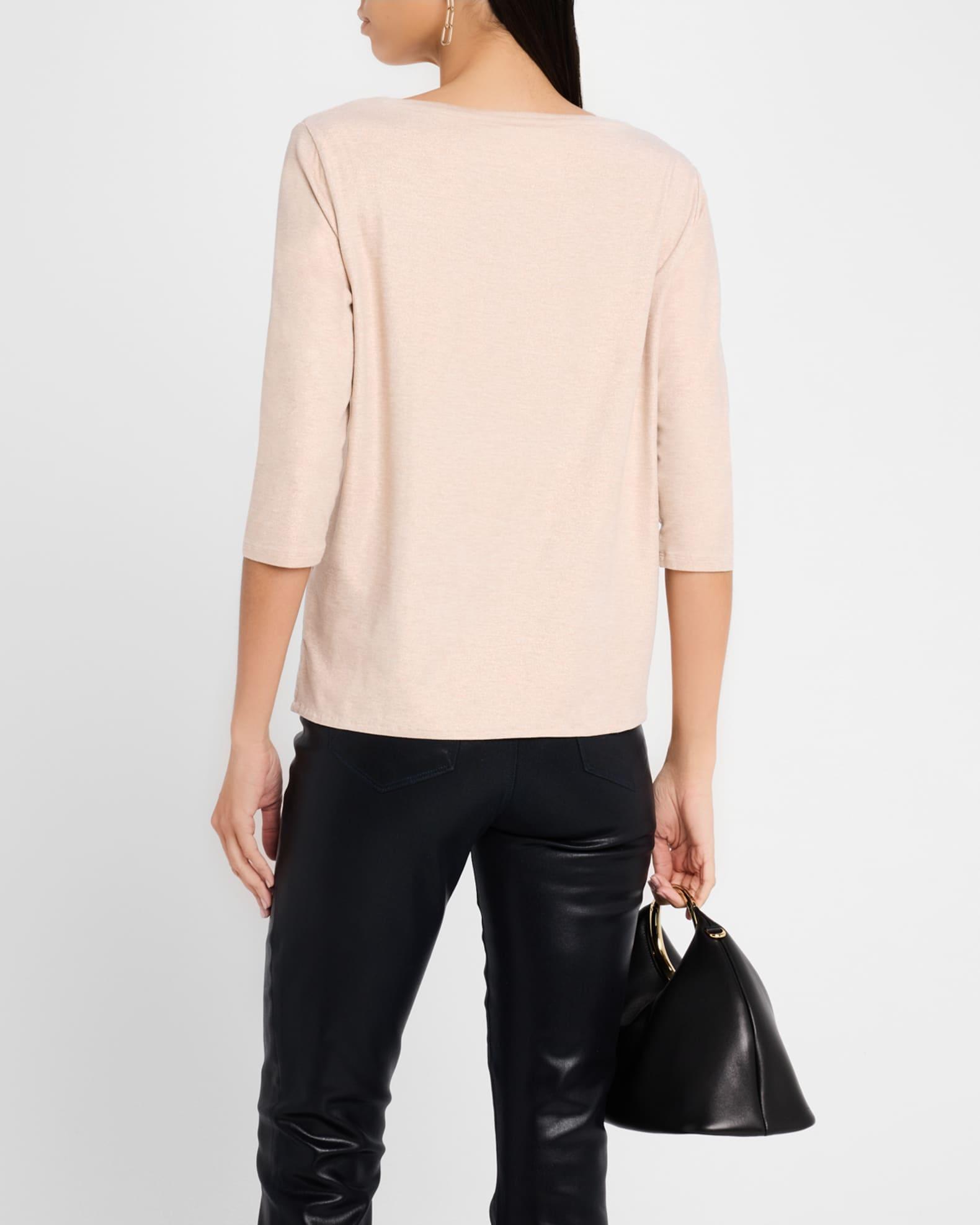 Soft Touch 3/4-Sleeve Metallic Jersey T-Shirt Product Image