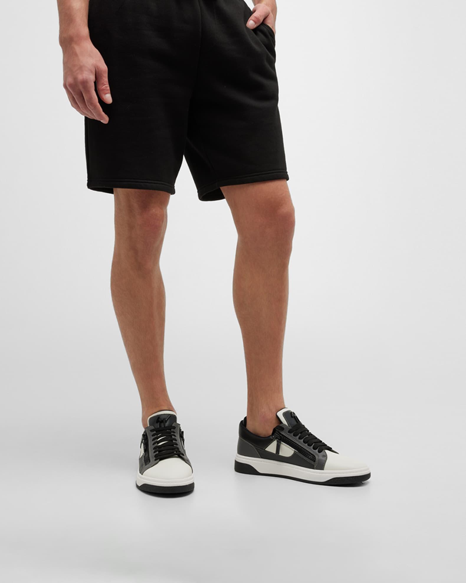 Men's Leather Low-Top Zip Sneakers Product Image