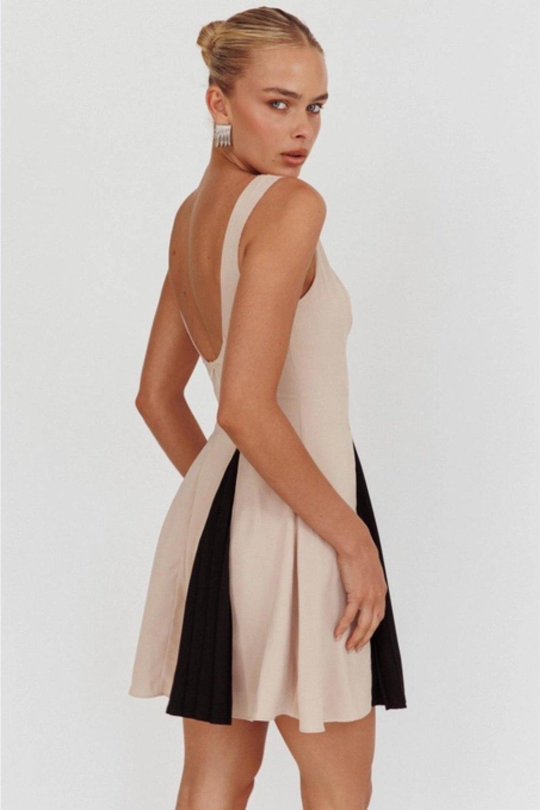 Beige Contrast Mini Dress Product Image