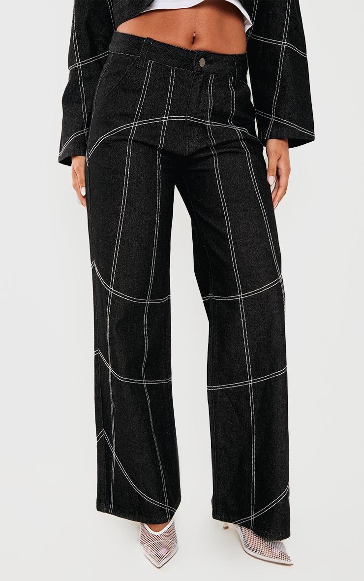 Dark Indigo Corset Seam Denim Jeans Product Image