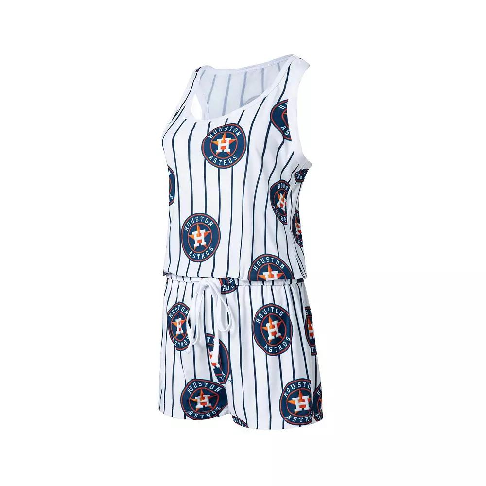 Women's Concepts Sport White Houston Astros Reel Pinstripe Knit Romper, Size: XL Product Image