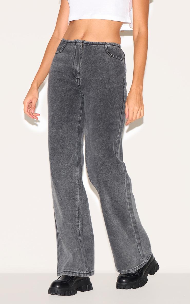 Washed Grey Low Rise No Waistband Straight Leg Product Image