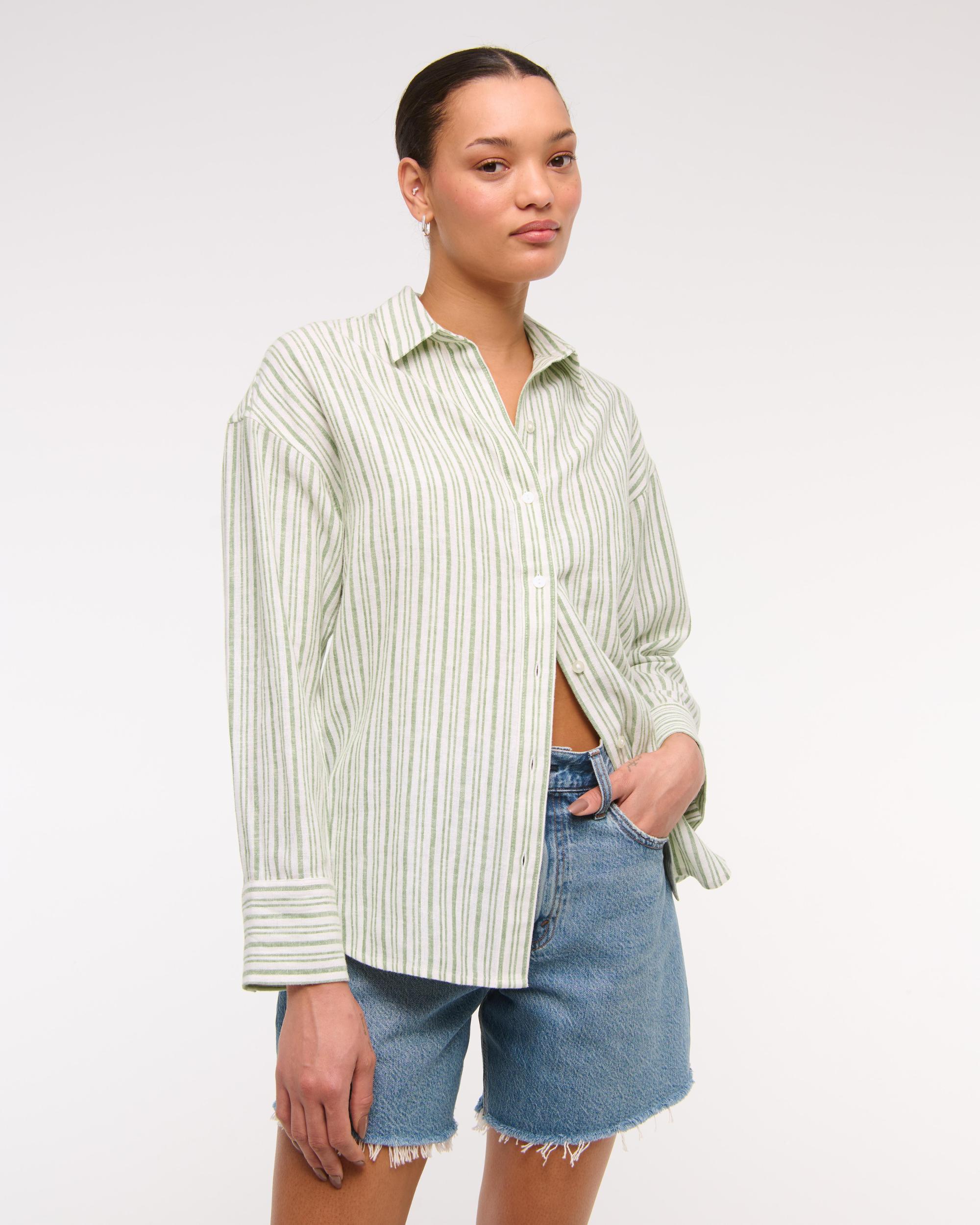Oversized Linen-Blend Shirt Product Image