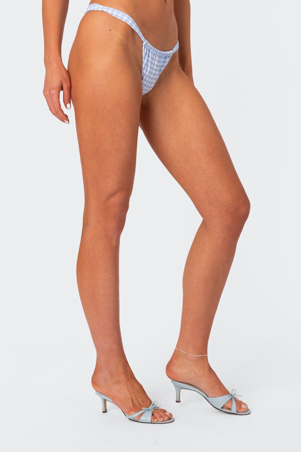 Gingham Knotted Bikini Top Product Image