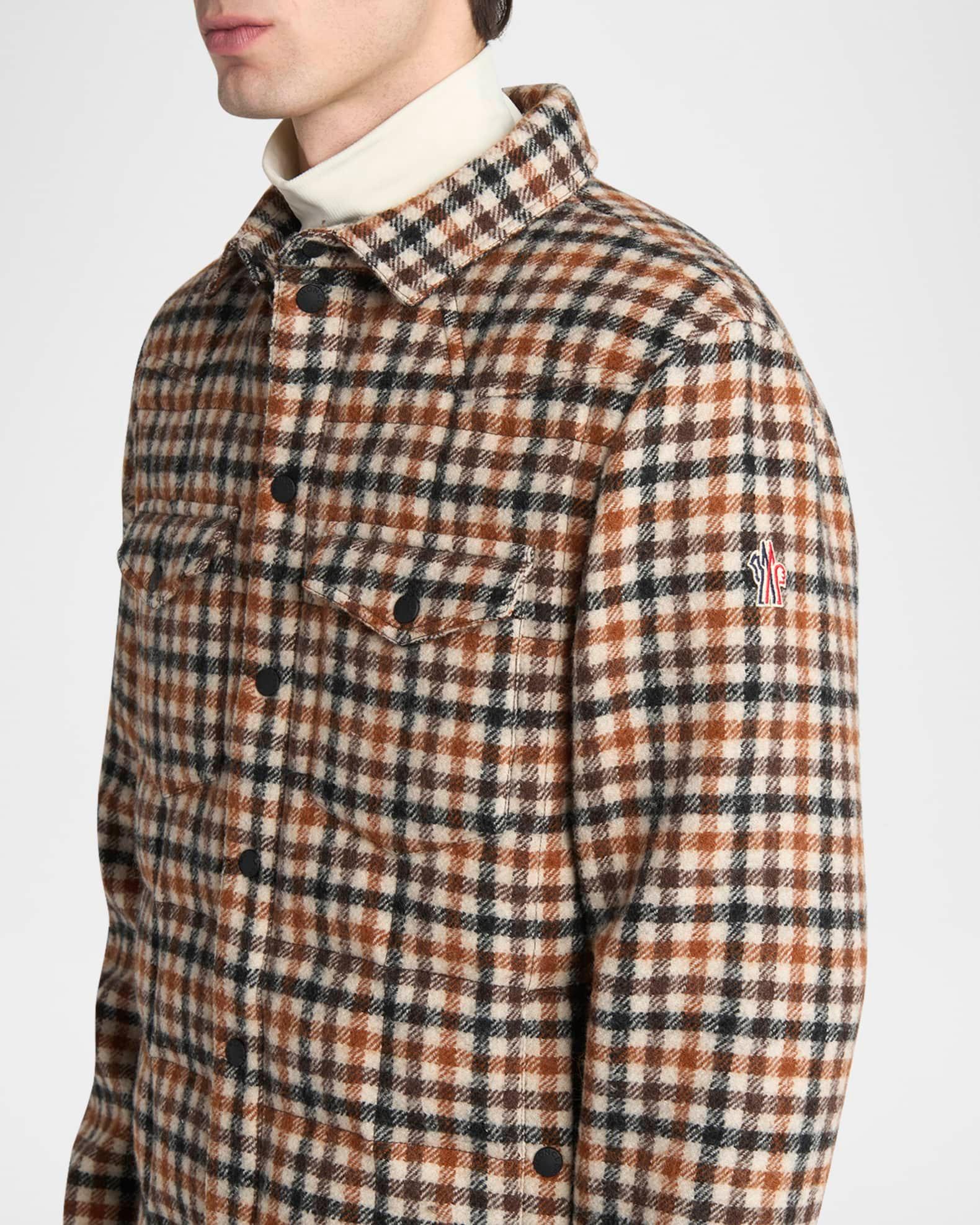Men's Check Wool Padded Shirt Jacket Product Image