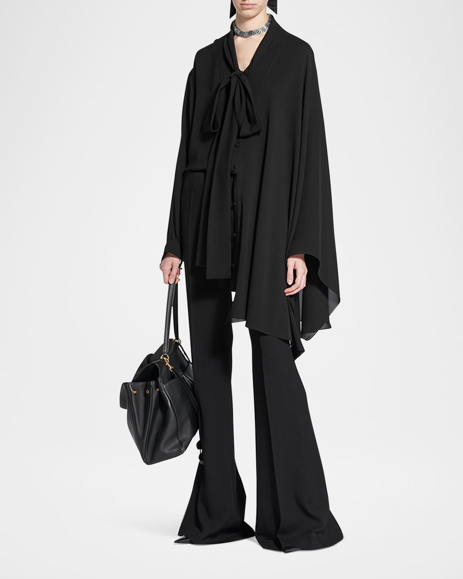 Long-Sleeve Silk Scarf Blouse Product Image