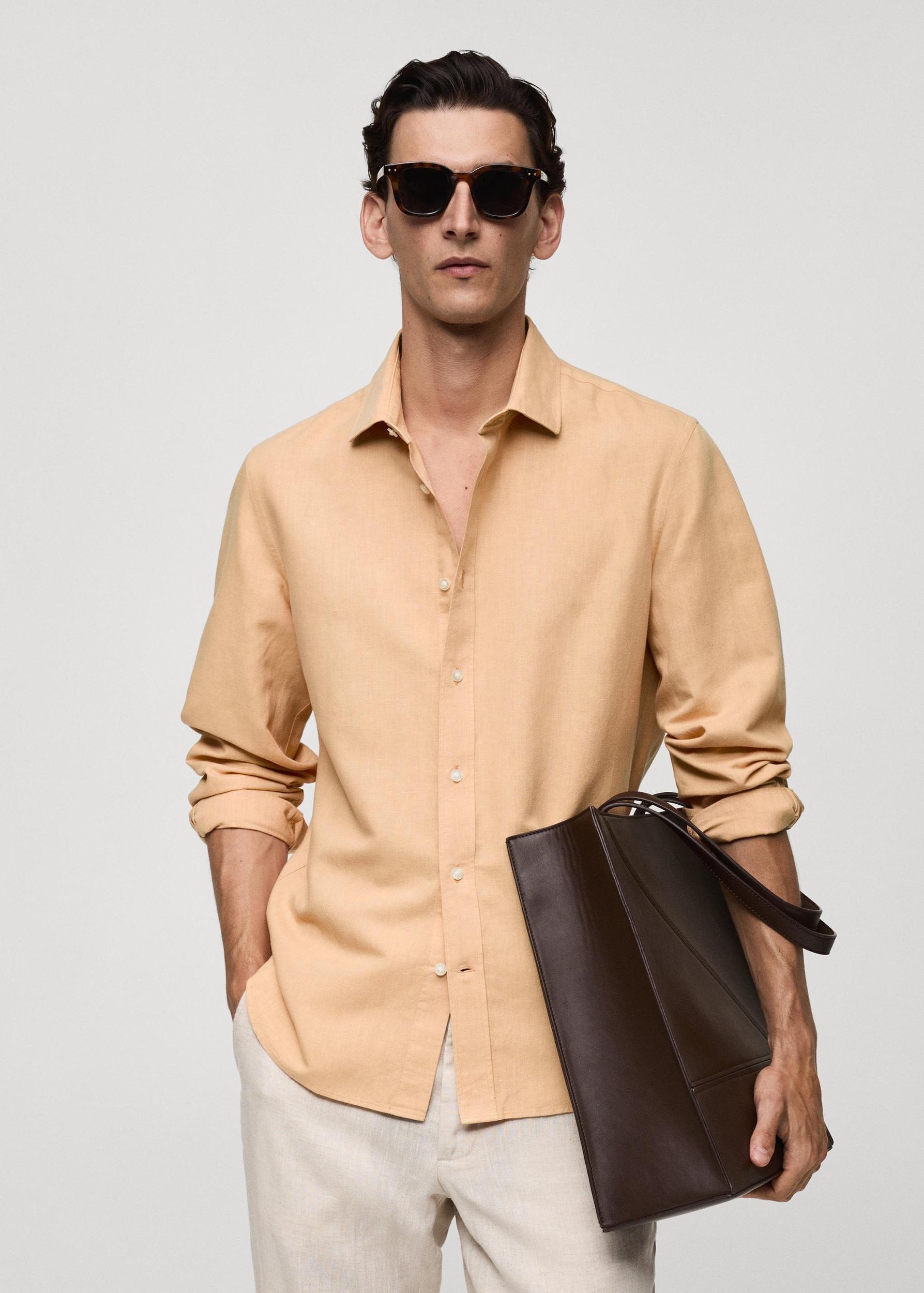 Classic-fit linen-blend shirt - Men | MANGO USA Product Image