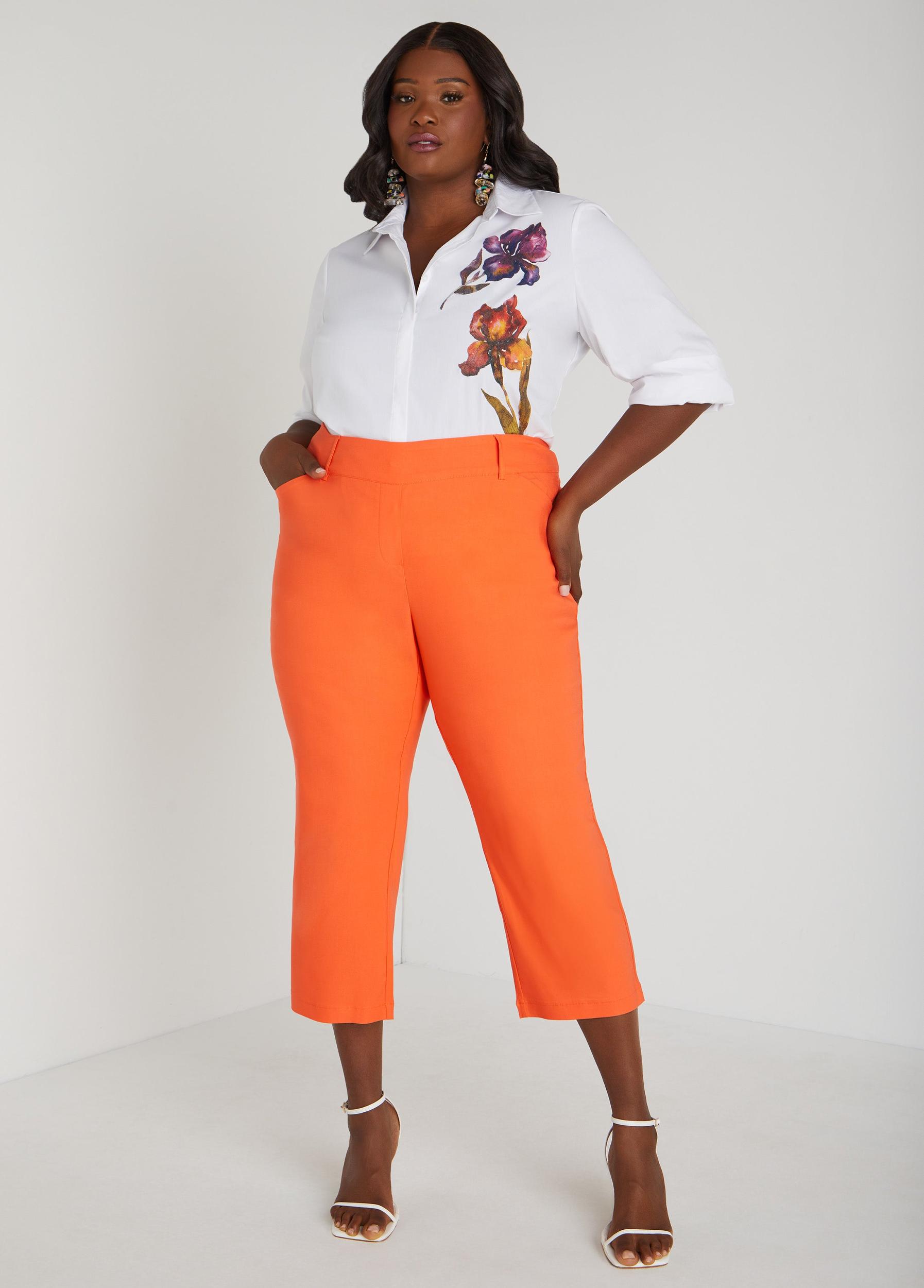 Plus Size Iris Print Poplin Shirt Ashley Stewart Product Image