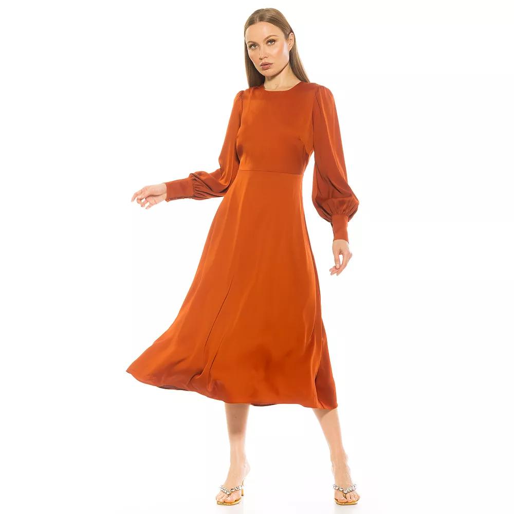Women's ALEXIA ADMOR Sophie Fit & Flare Blouson Sleeve Midi Dress,  Product Image