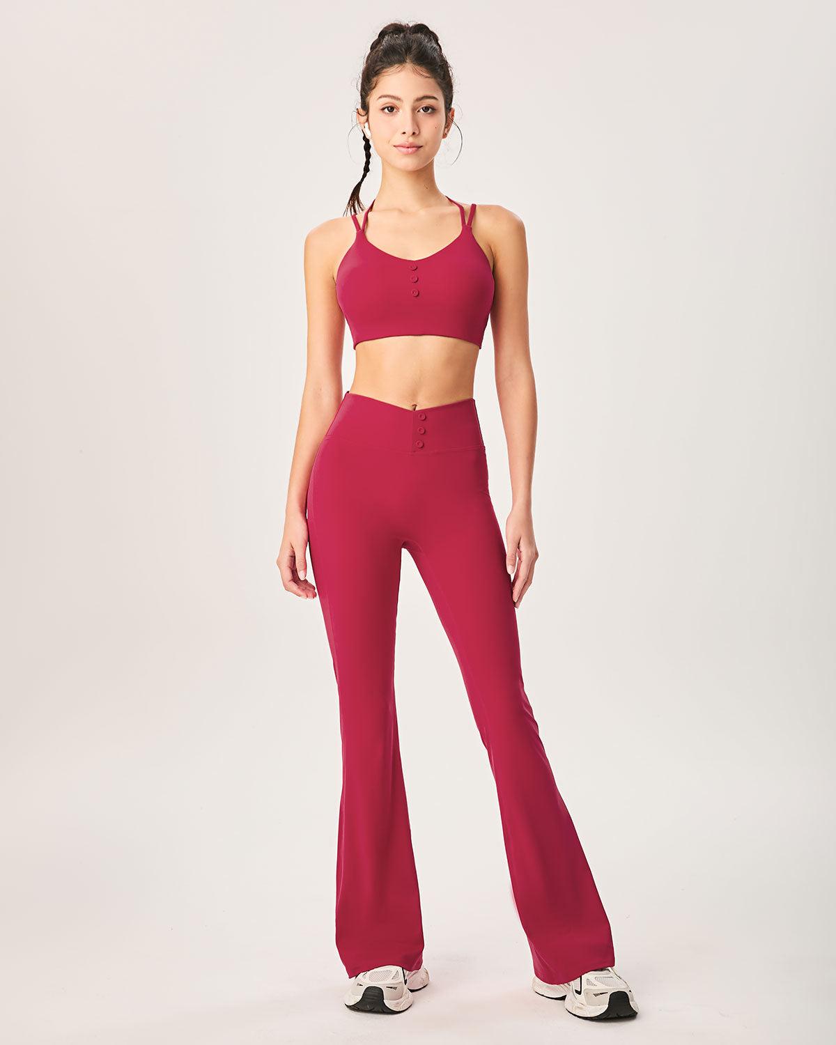 Red High Waisted Sleek Leggings Product Image