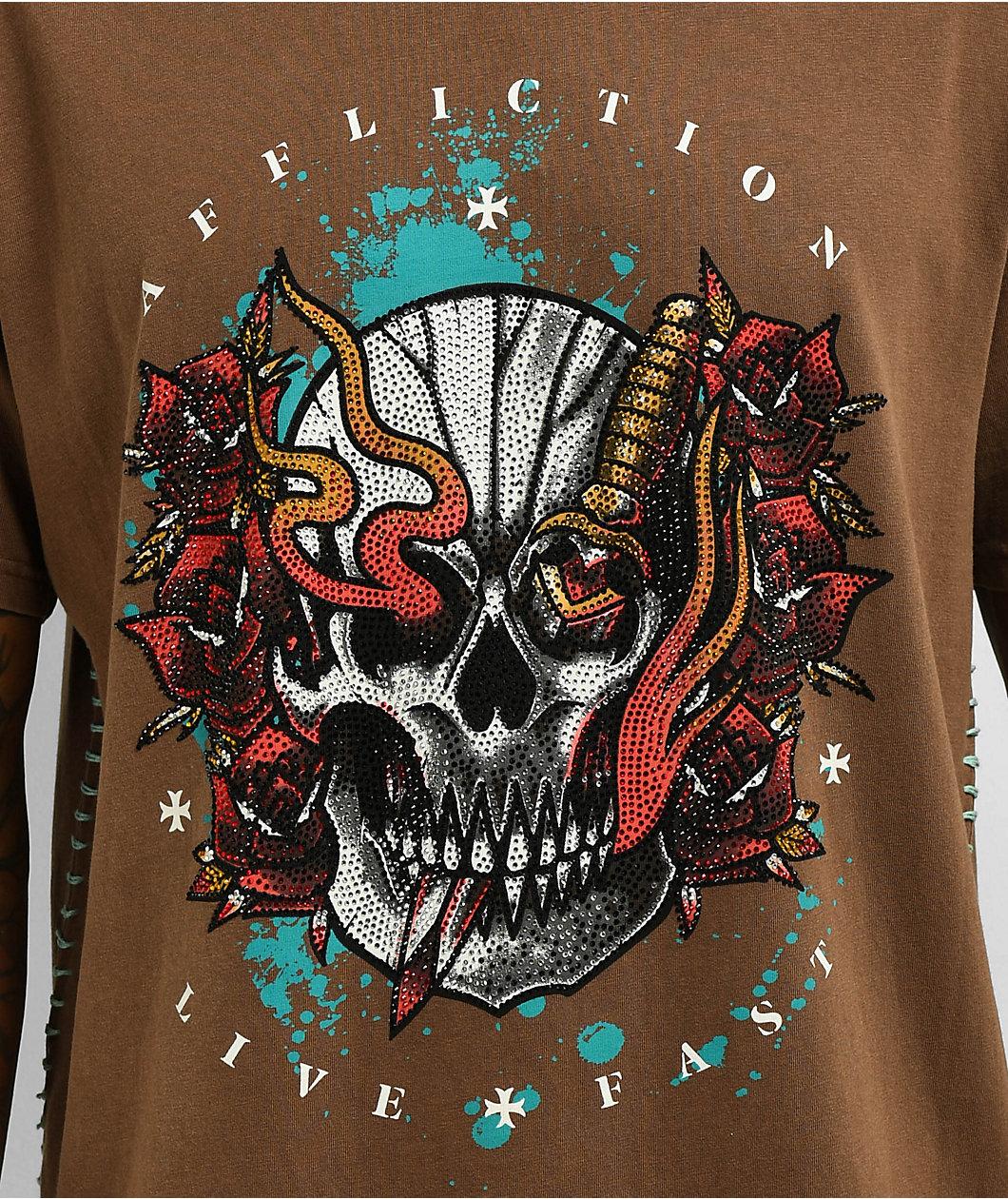 Affliction Alley Wreck Brown T-Shirt Product Image
