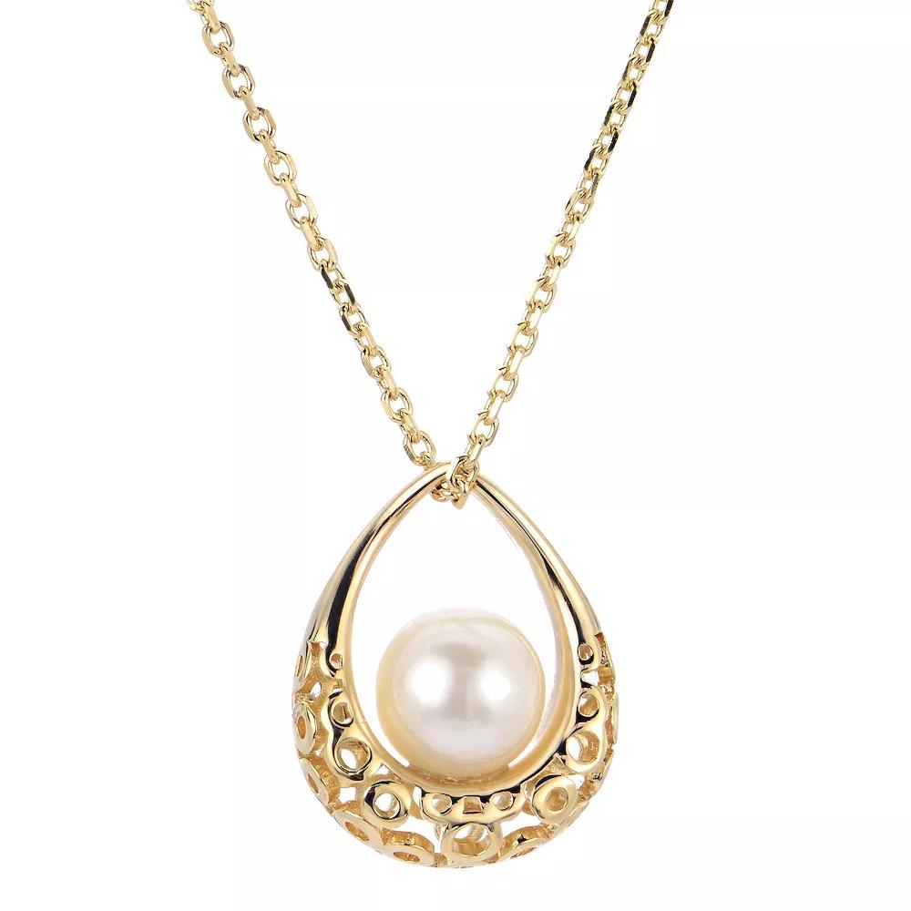 PearLustre by Imperial 14k Gold Over Silver Freshwater Cultured Pearl Bubble Design Pendant Necklace, Womens Gold Tone Product Image