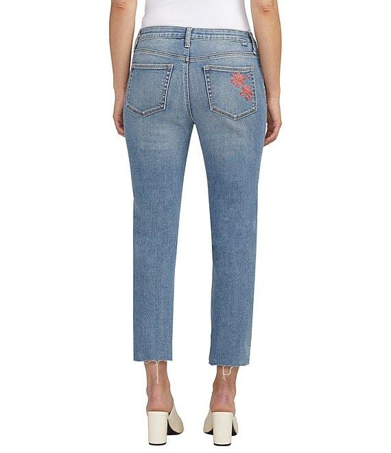 Jag Jeans Ruby Mid Rise Straight Leg Cropped Floral Embroidered Jeans Product Image