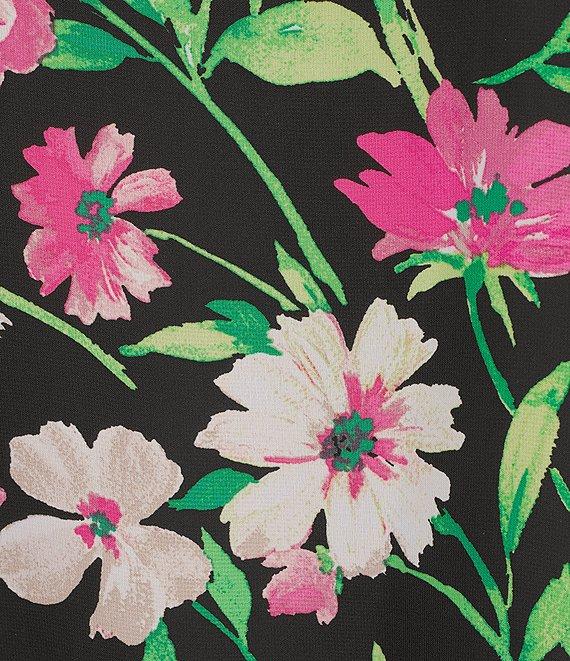 Kasper Plus Size Floral Chiffon Crew Neck 3/4 Ruffle Sleeve Blouse Product Image