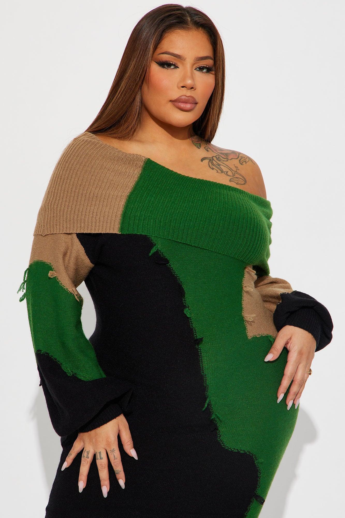 Ivy Sweater Maxi Dress - Green/combo Female Product Image