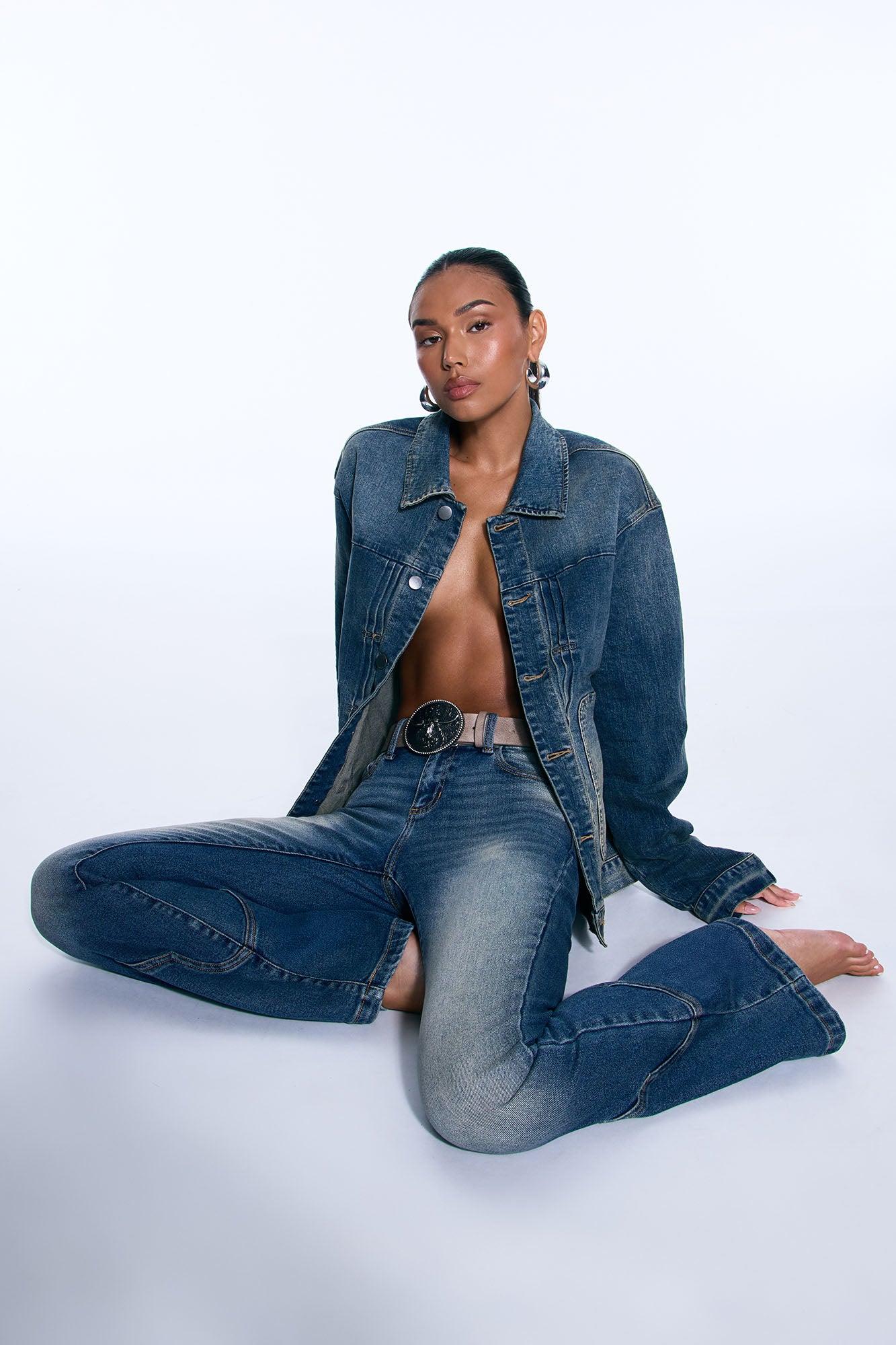 Western Low Rise Flare Jeans - Vintage Wash Female Product Image