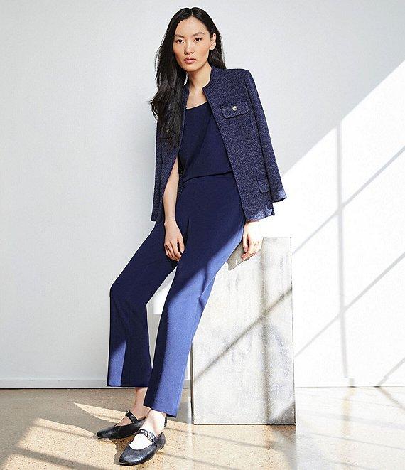 Ming Wang Deco Stretch Crepe Back Slit Hem Pull-On Pants Product Image