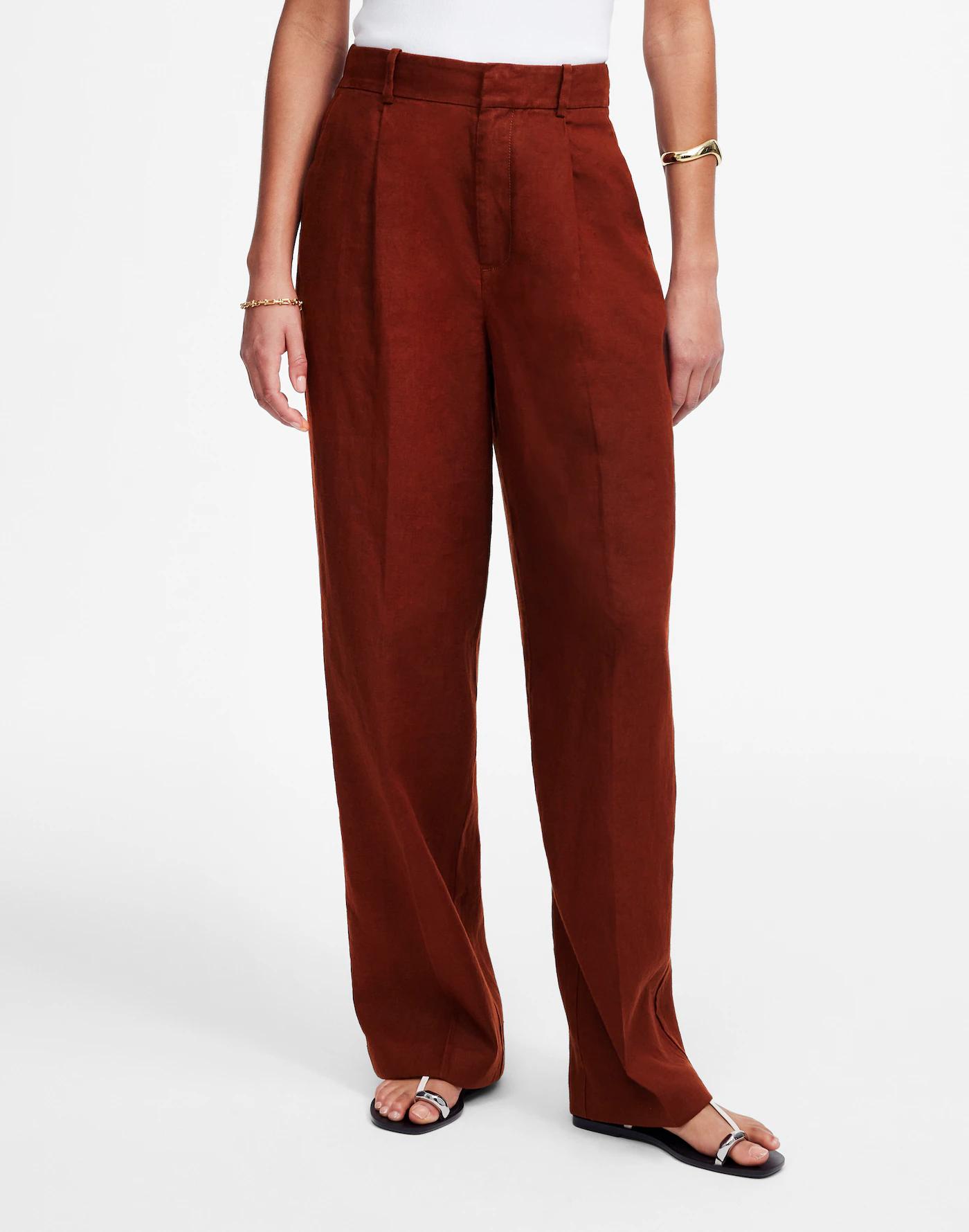 Slouchy Straight Pants in 100% Linen Product Image
