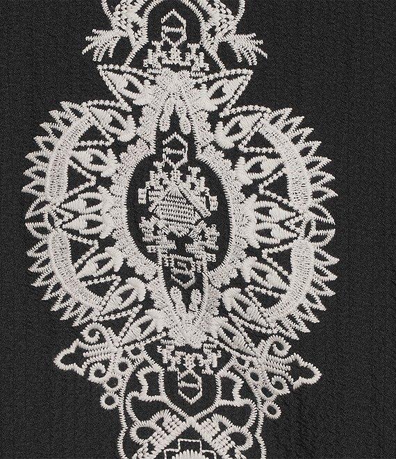 Calessa Embroidered Split V-Neck 3/4 Sleeve Tunic Product Image