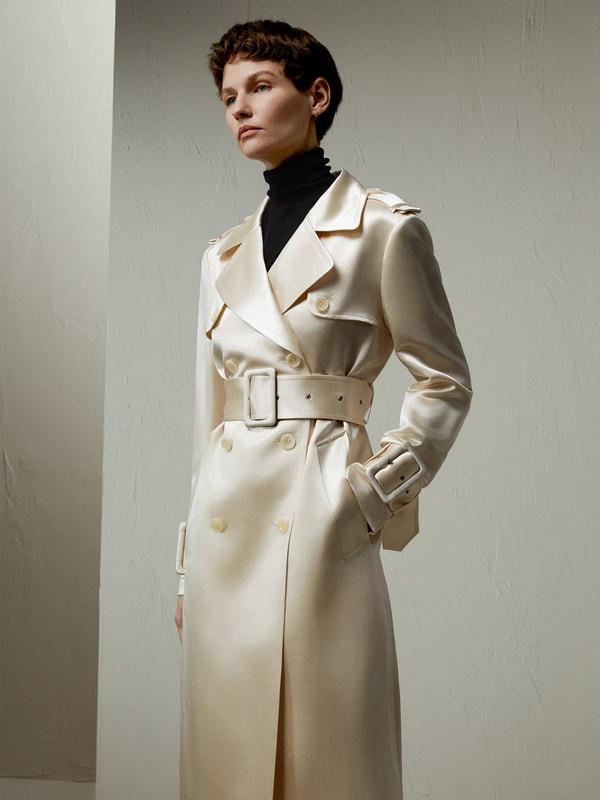 LILYSILK Female Wool Trench Coat Beige Wool-Silk Luxurious All Seasons Coat XL Product Image