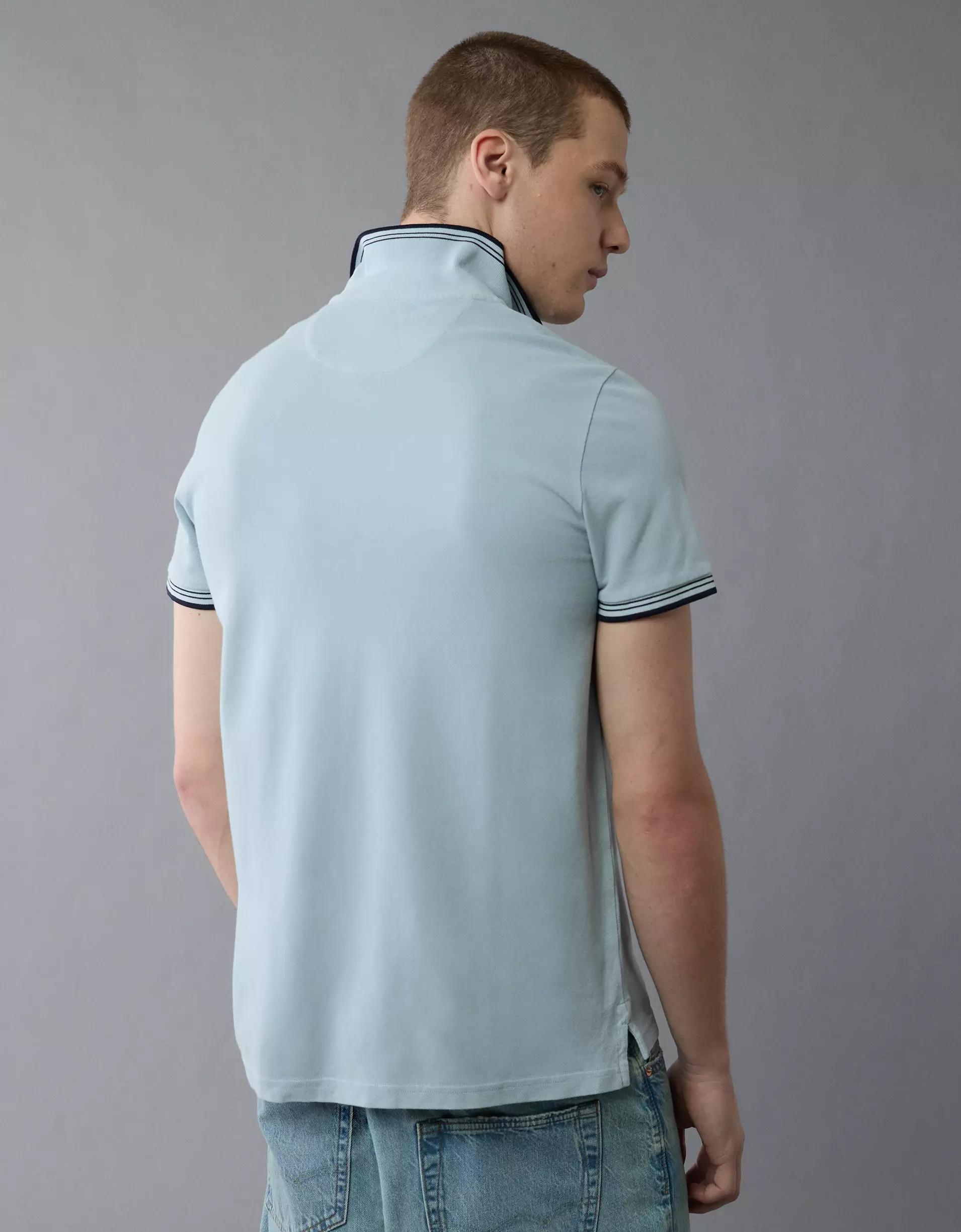 AE Lived-In Stretch Pique Slim Fit Tipped Polo Shirt Product Image