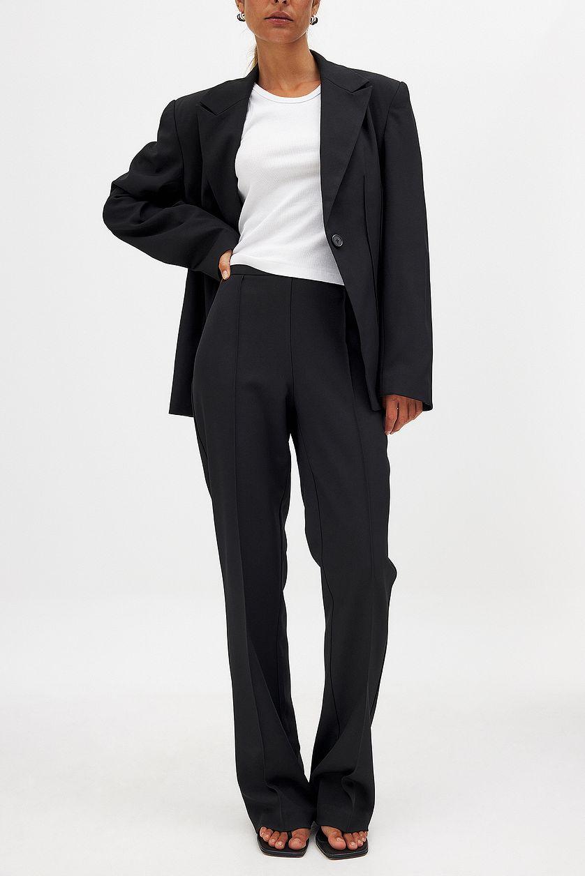 Flared Mid Waist Suit Pants Product Image