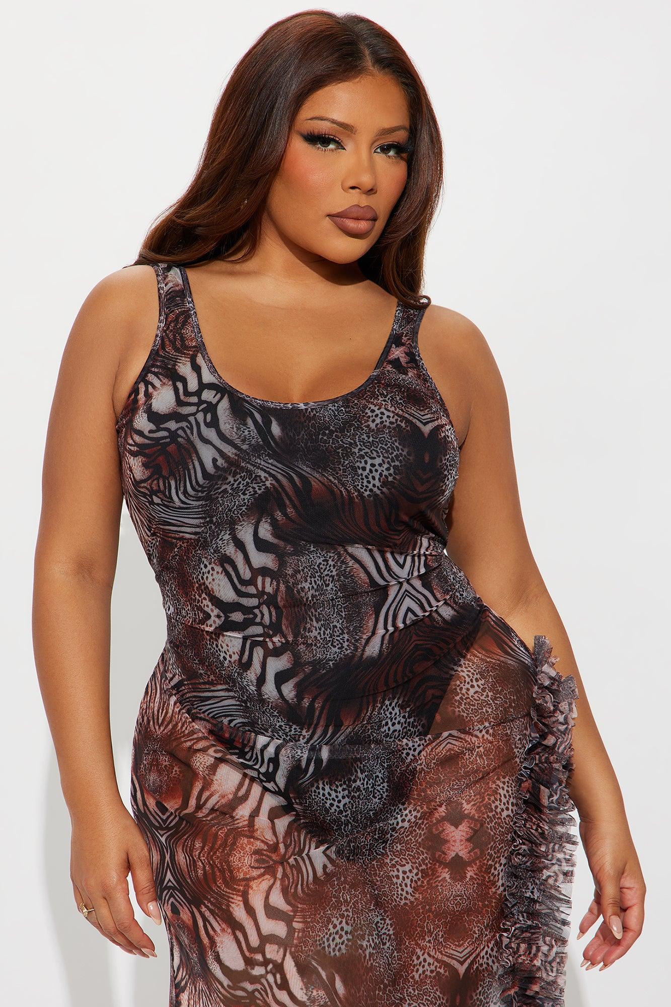 Meant To Be Sheer Maxi Dress - Brown/combo Product Image