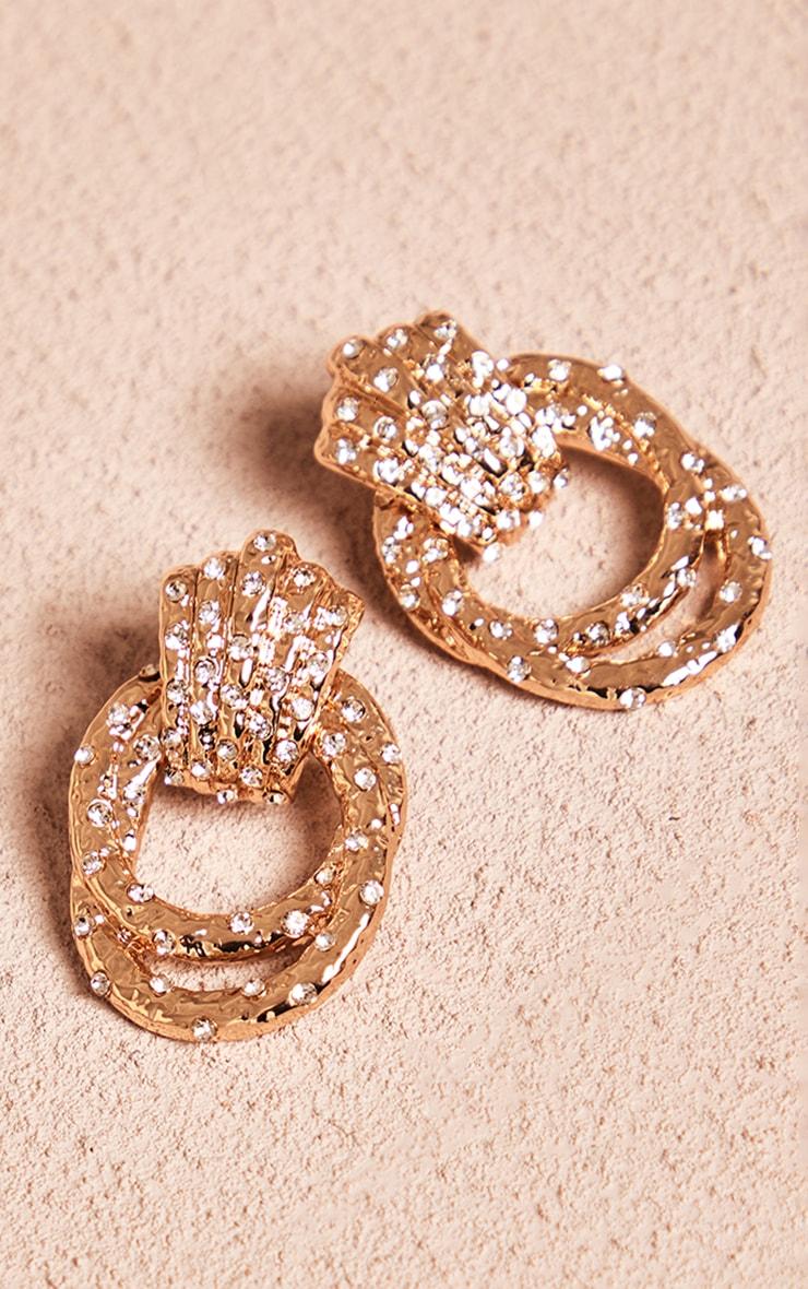 Gold Diamante Knot Door Knocker Earrings Product Image