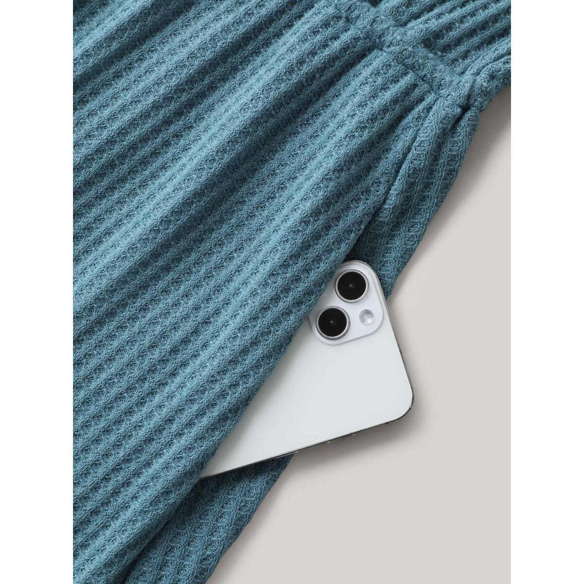 Plus Size Textured Adjustable Waist Tie Knit Midi Dress Stone Women Knit Dresses Bloomchic 12/L Product Image