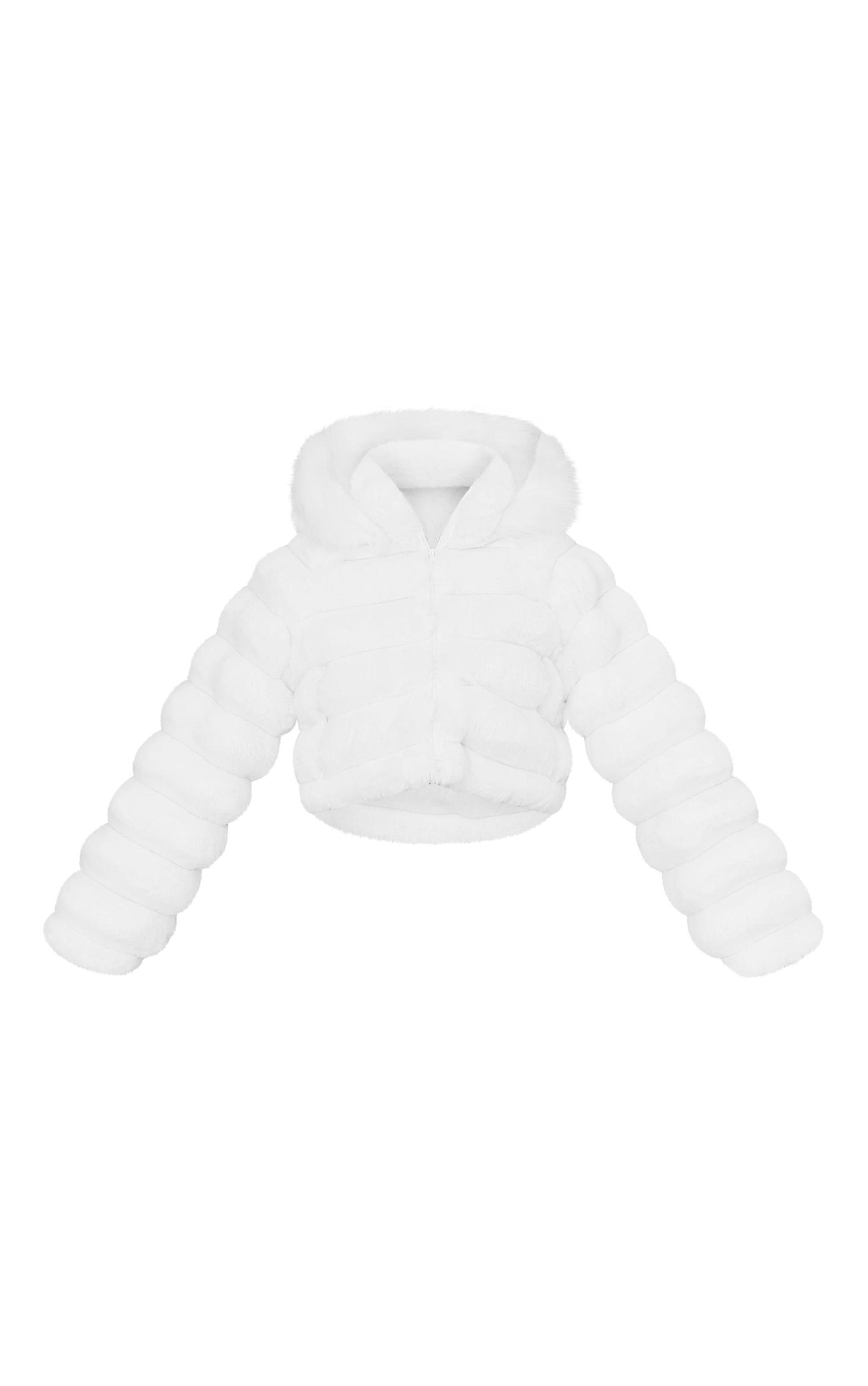 White Bubble Faux Fur Puffer Coat Product Image