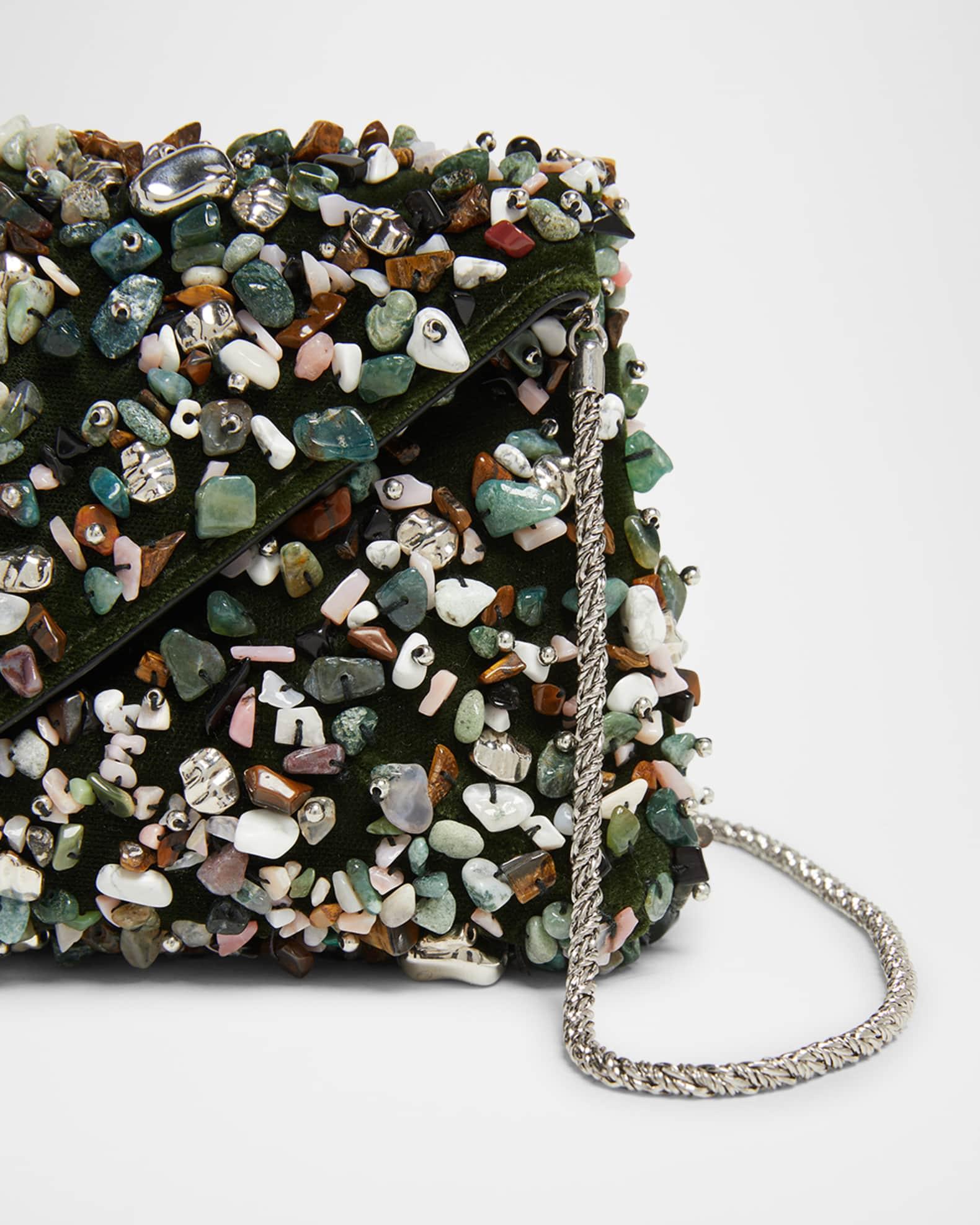 Stone-Embellished Envelope Clutch Bag Product Image