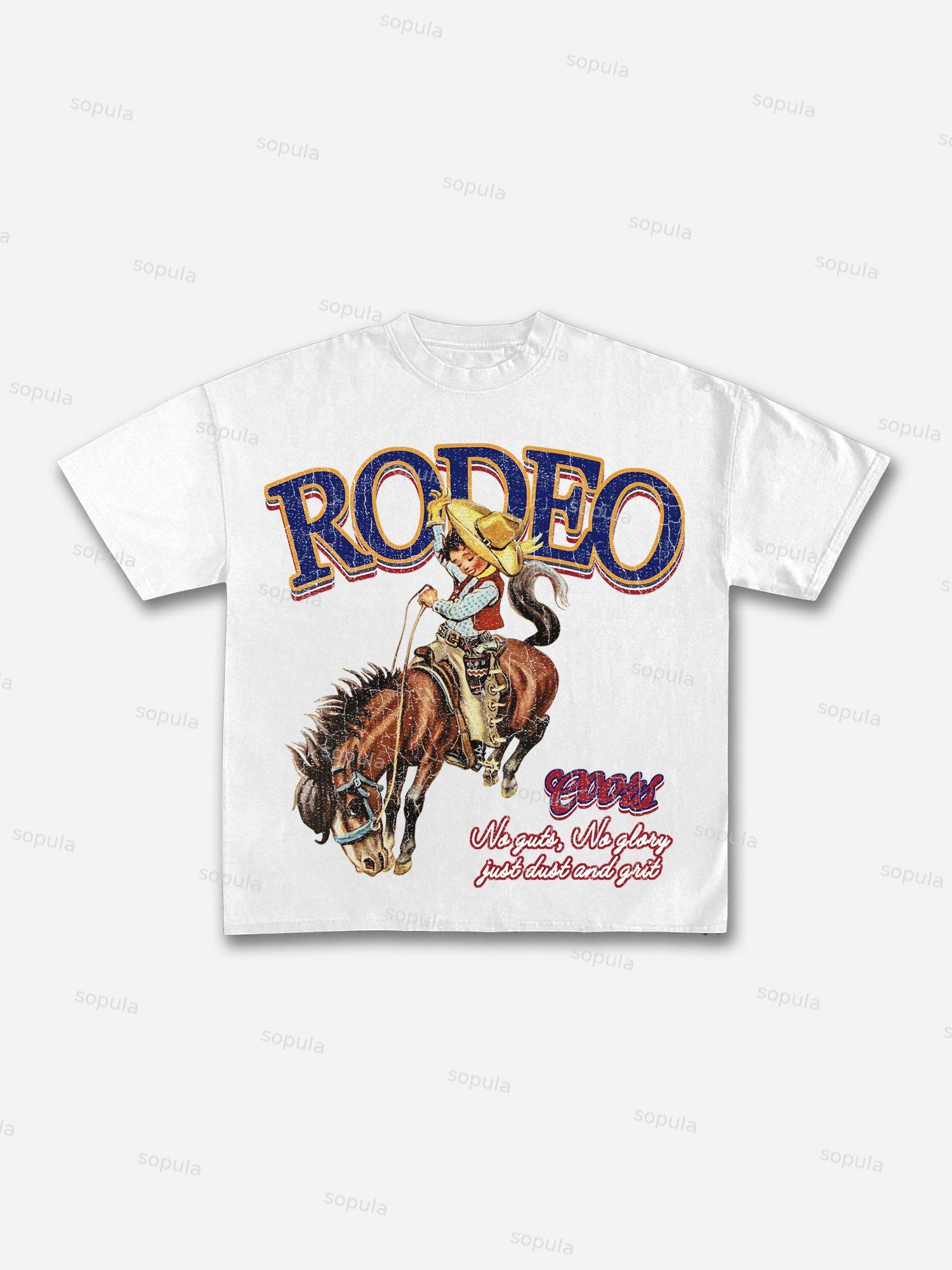 Rodeo Coors Cowboy Print Cotton T-shirt Product Image