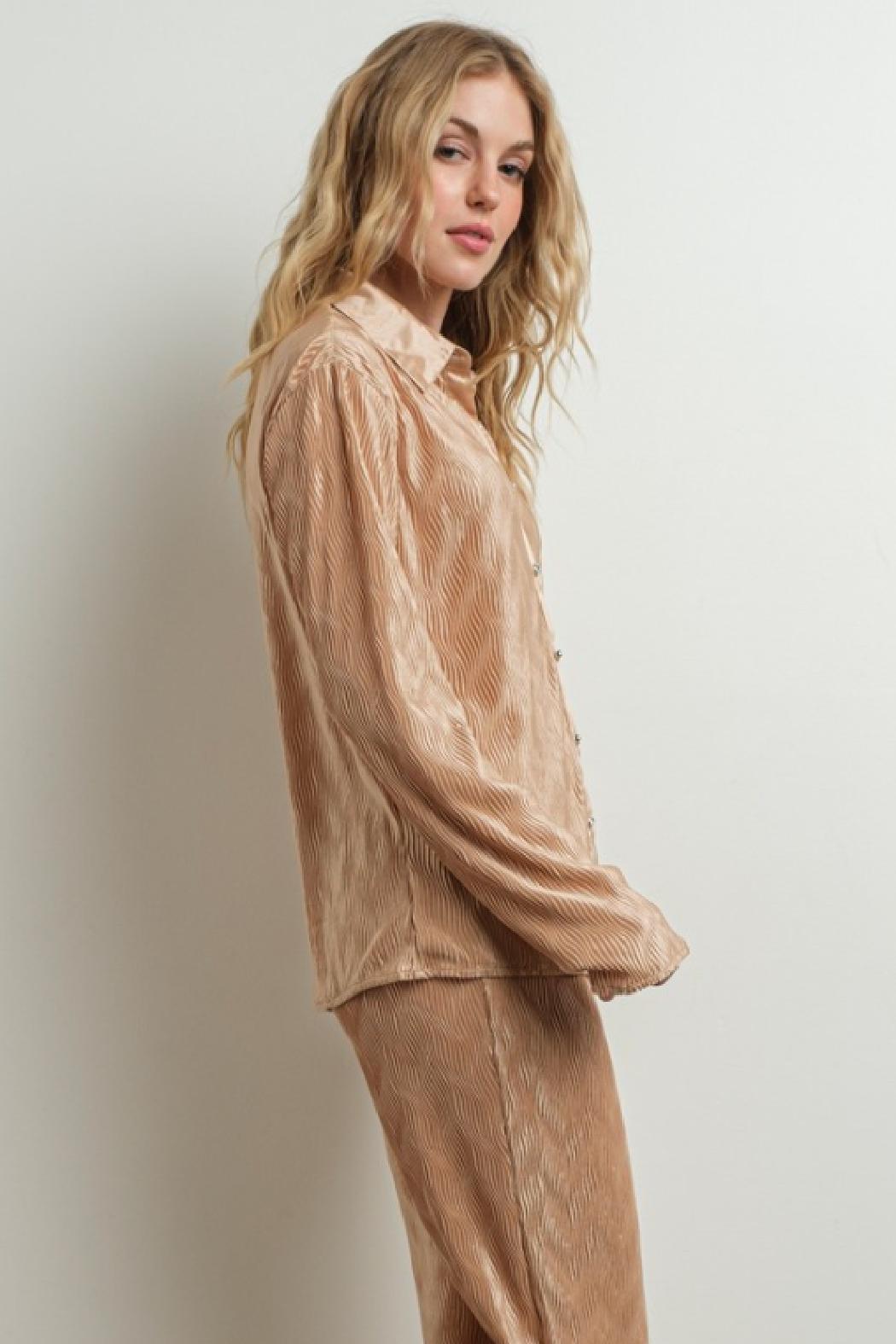 Satin Plisse Shirt Product Image