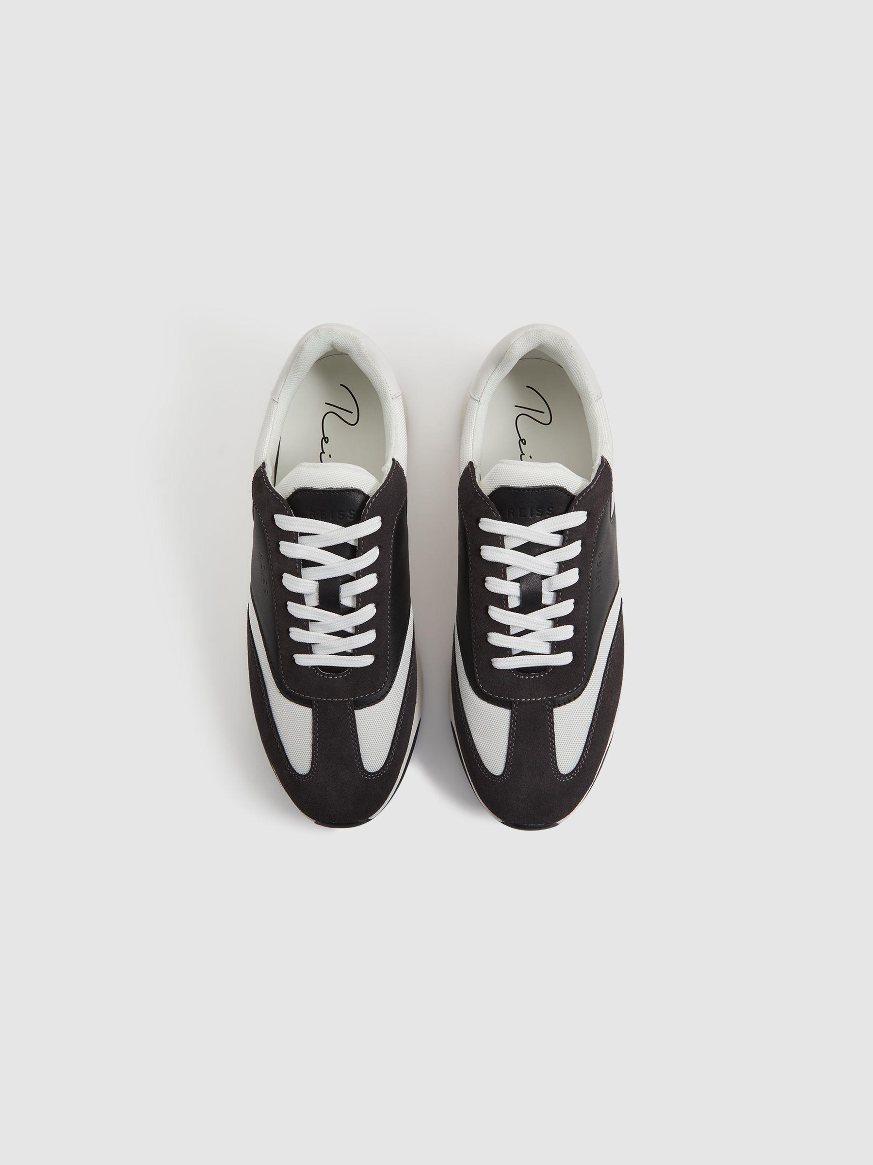 Leather Suede Running Trainers in Charcoal Product Image