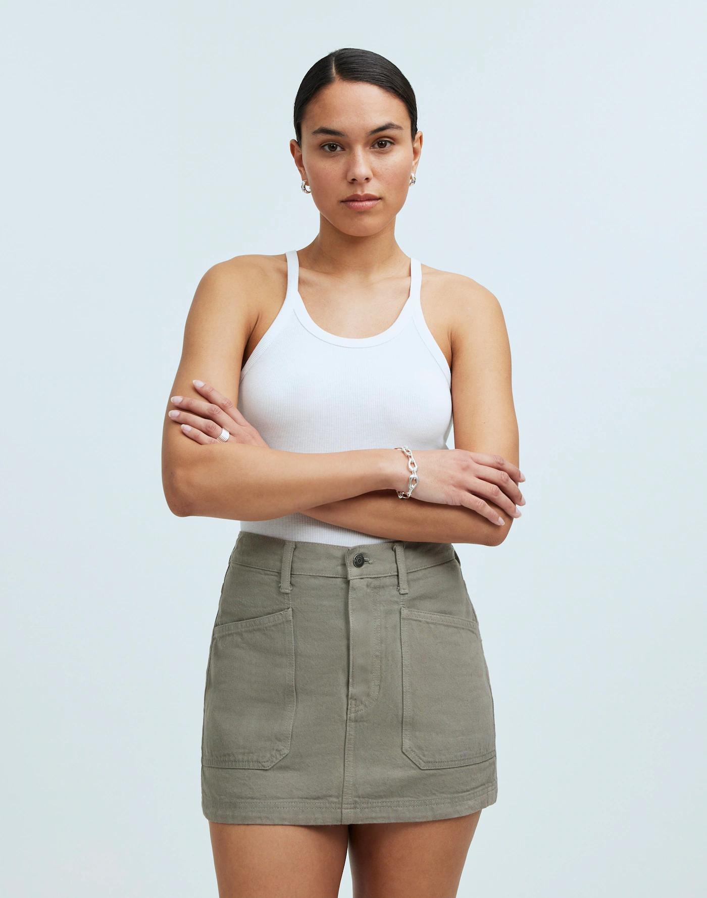 Madewell x MN Dye Studio Denim Patch-Pocket Micro Mini Skirt Product Image