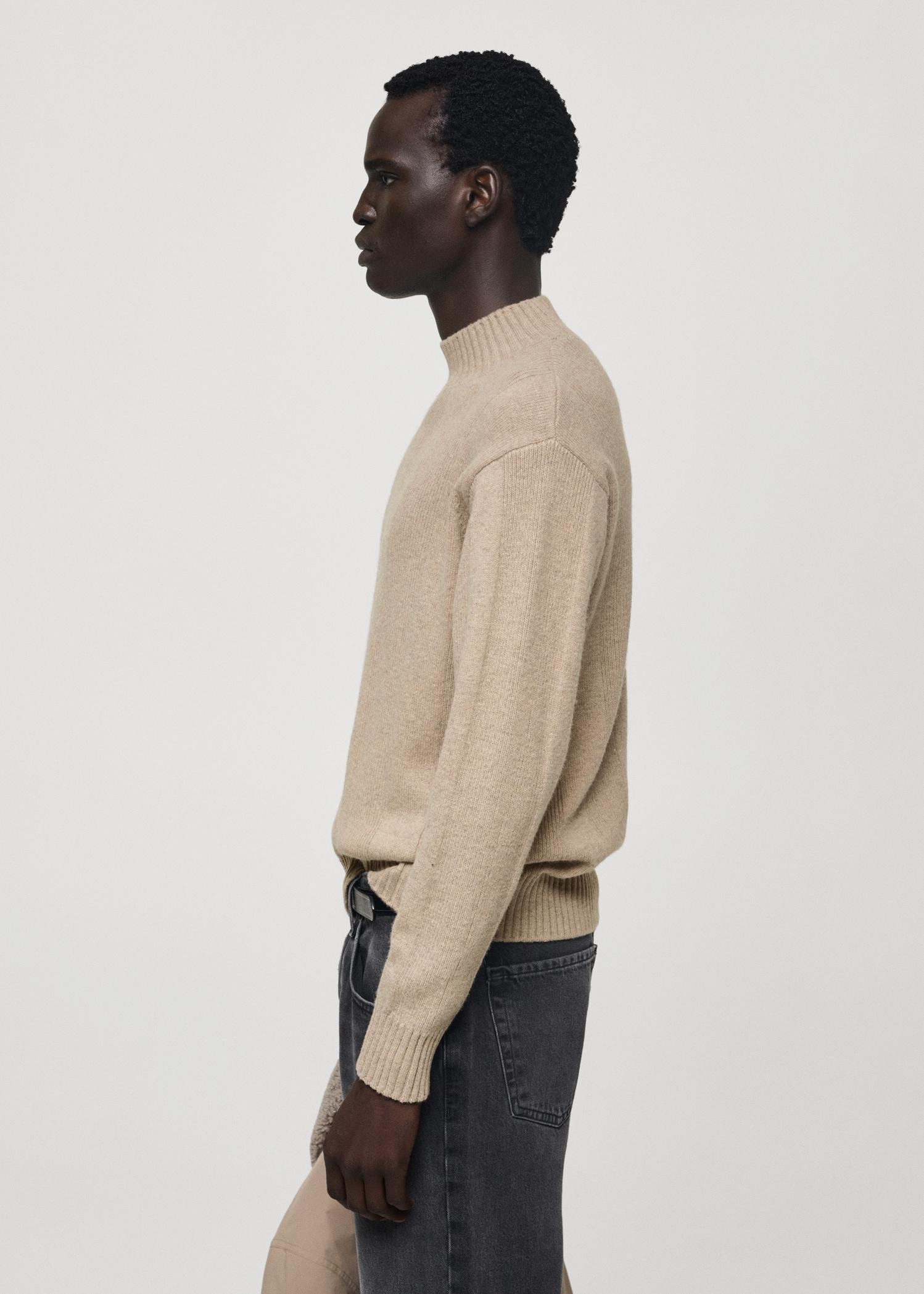 Knitted sweater with wool structure - Men | MANGO USA Product Image