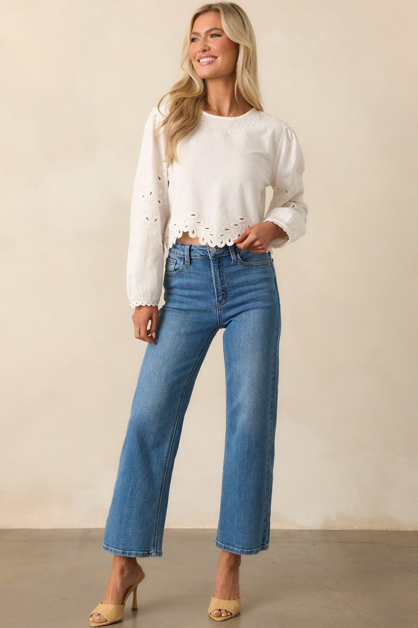 Z Supply White Ambroise Embroidered Linen Top Product Image