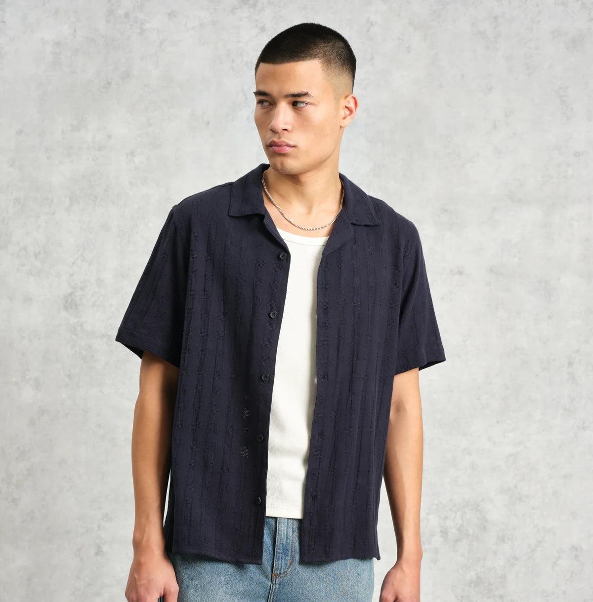 Open Weave Didcot Shirt - Navy Product Image