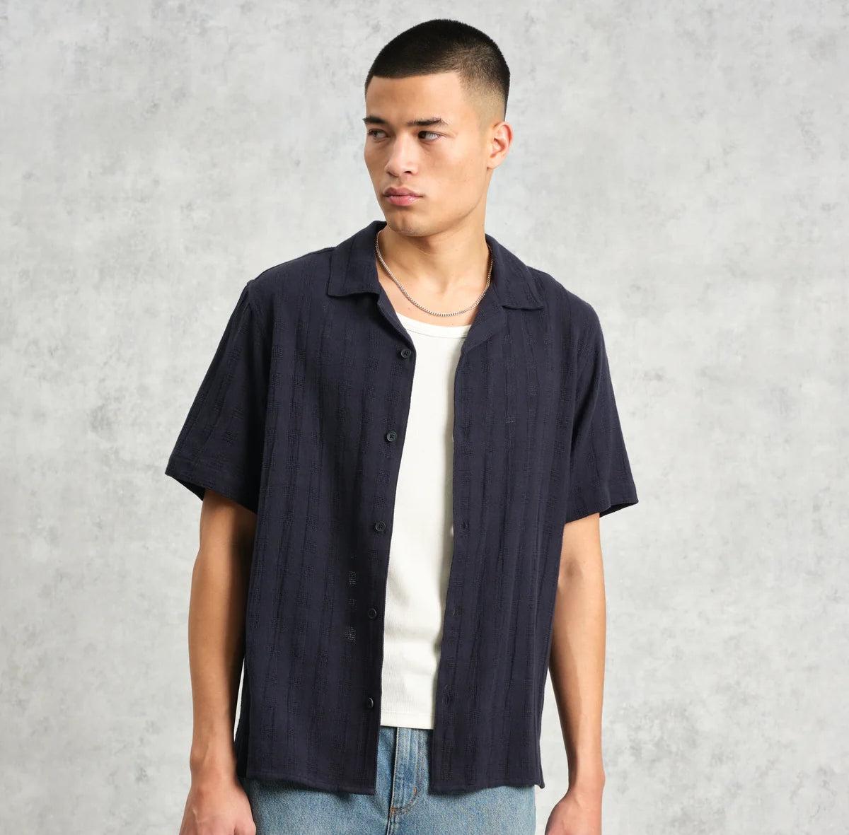 Open Weave Didcot Shirt - Navy Product Image