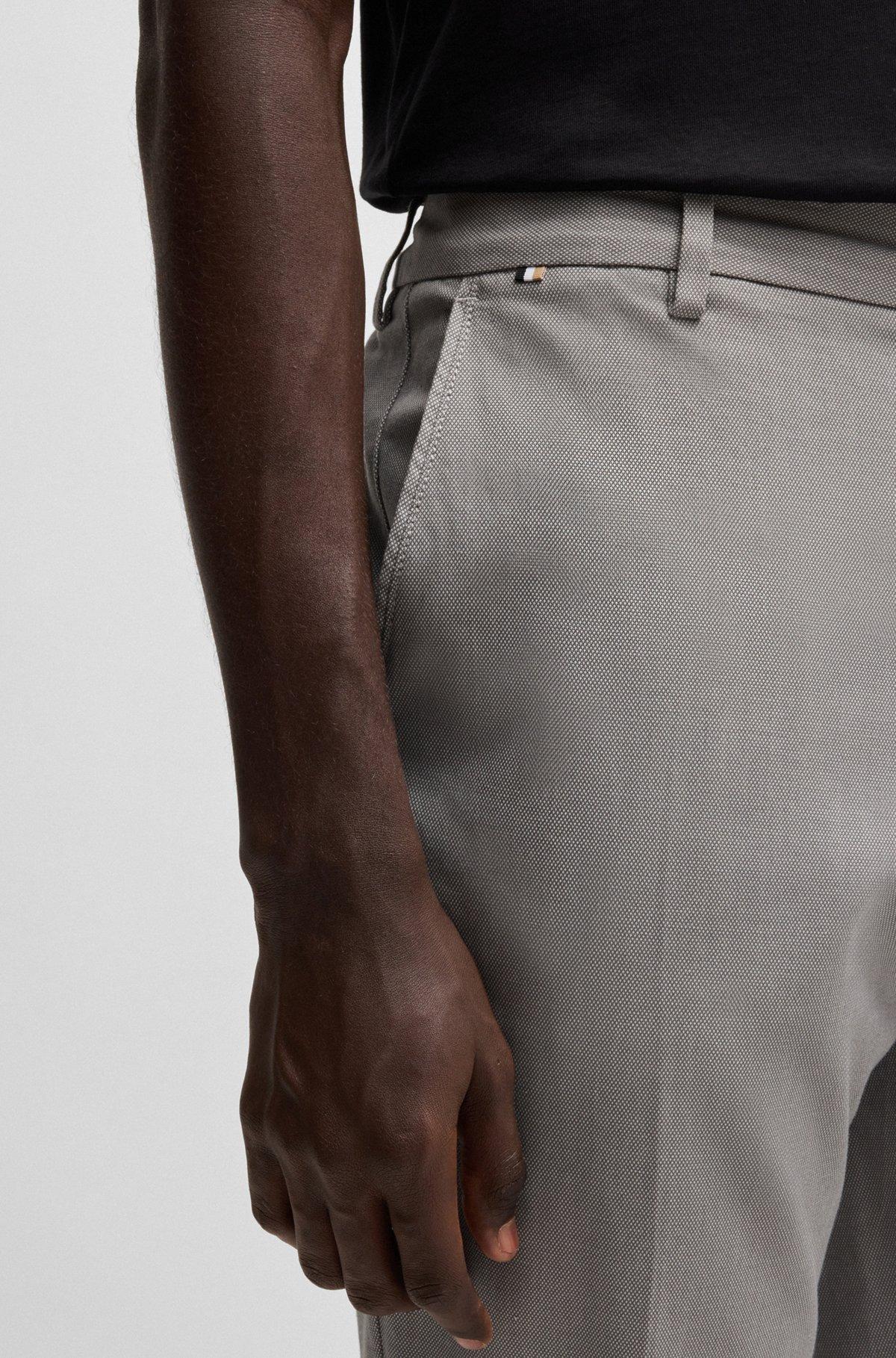 Regular-fit trousers in micro-patterned stretch cotton Product Image