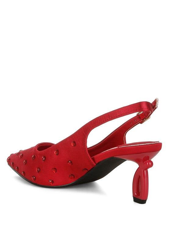 Dasavla Heart-Shaped Rhinestone Studded Slingbacks Product Image