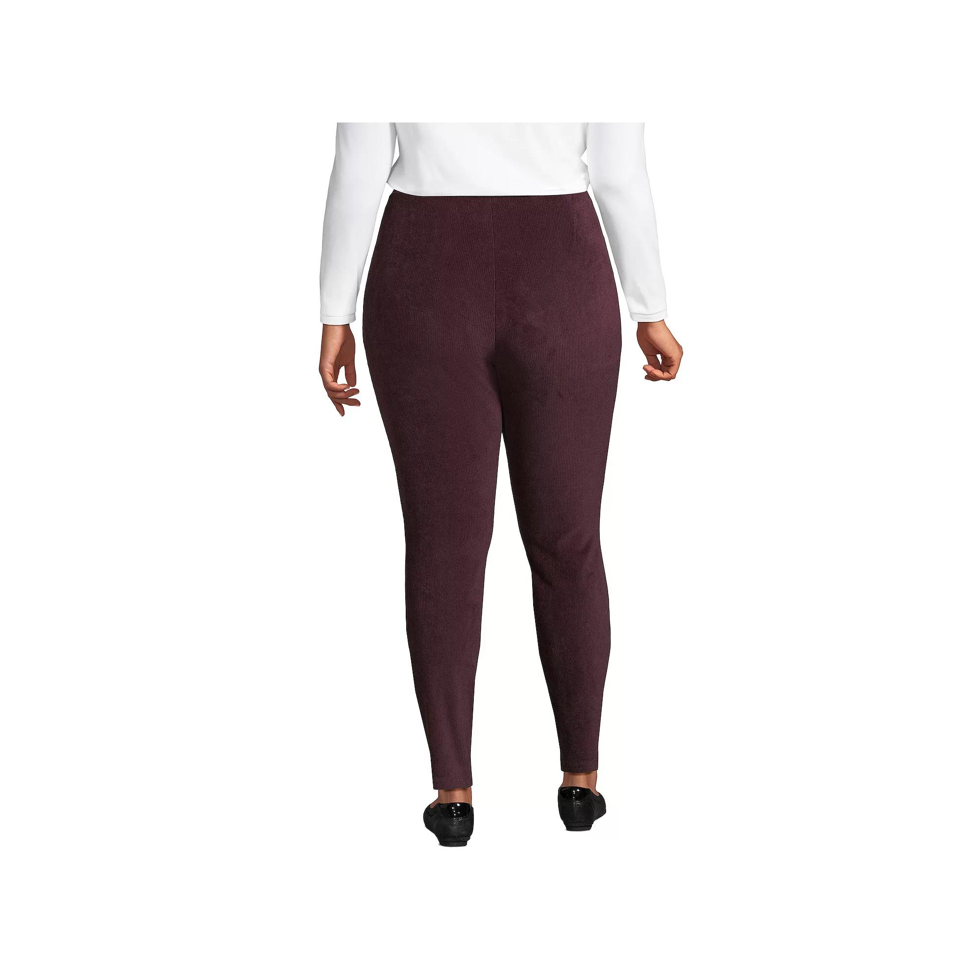 Plus Size Lands' End Sport Knit High-Waist Corduroy Leggings, Women's, Size: 1XL, Black Plum Product Image