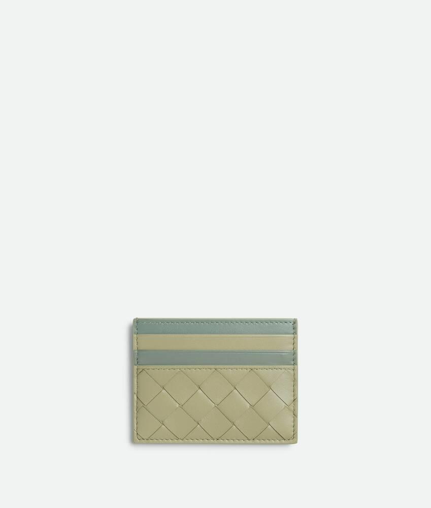 Women's Intrecciato Credit Card Case in Travertine / New sauge Product Image