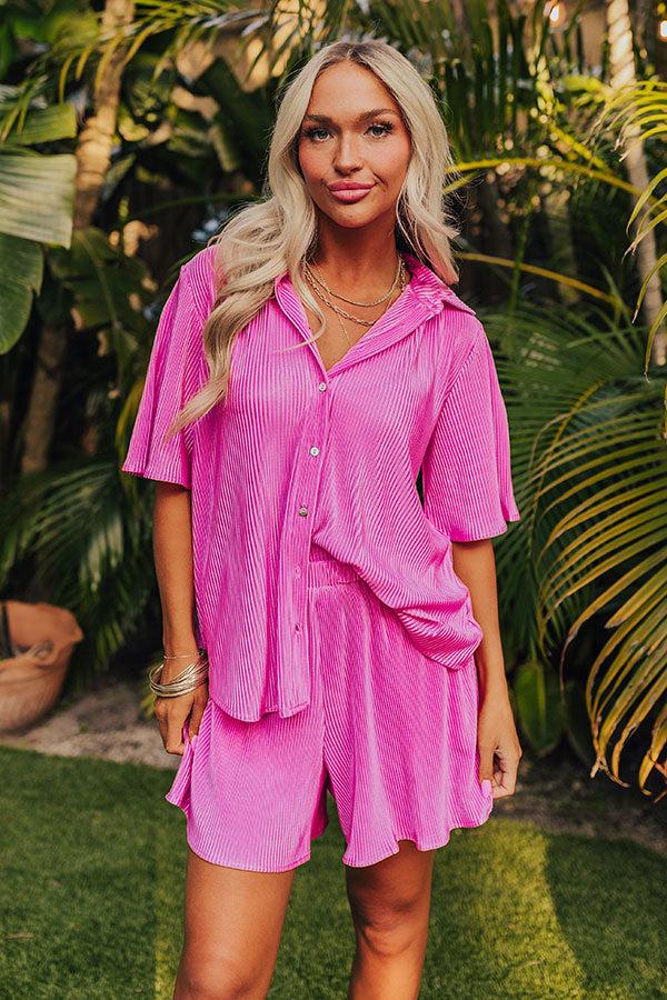 Tour The Town Pleated Shorts In Pink Product Image